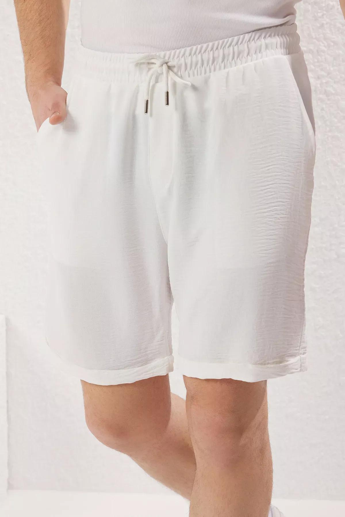 White Oversized Linen Shorts, , large image number 2