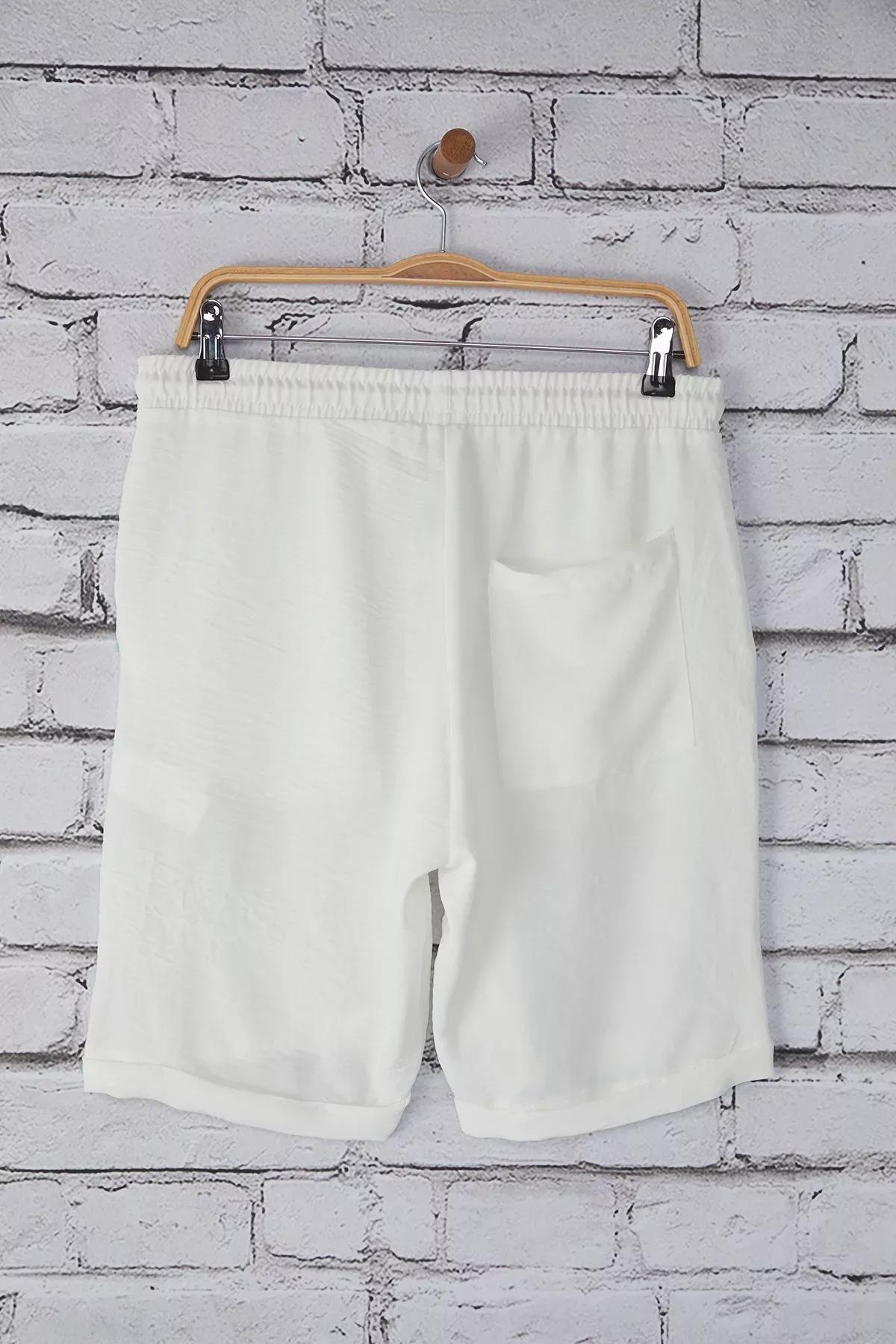 White Oversized Linen Shorts, , large image number 6