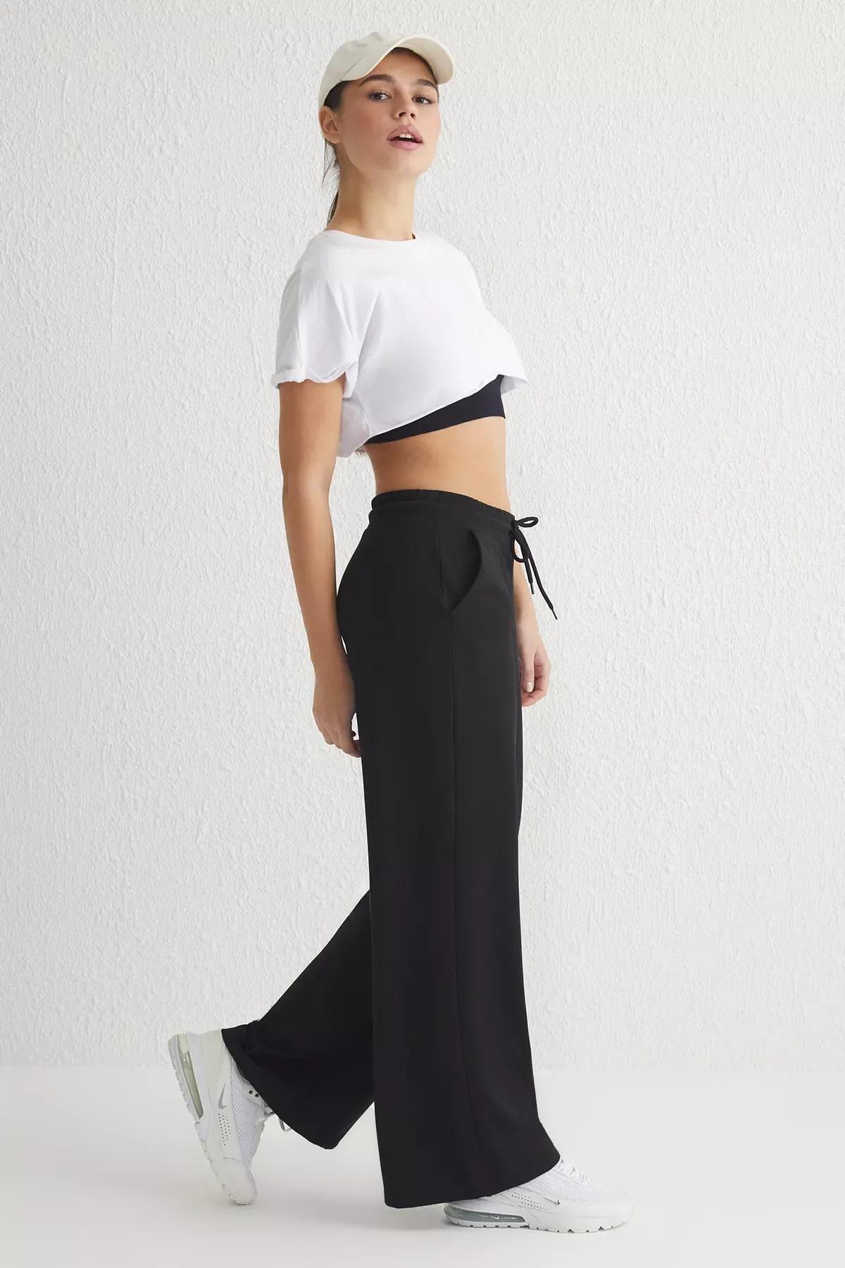 بنطال رياضي من الصوف السميك، أسود, BLACK, large image number 1