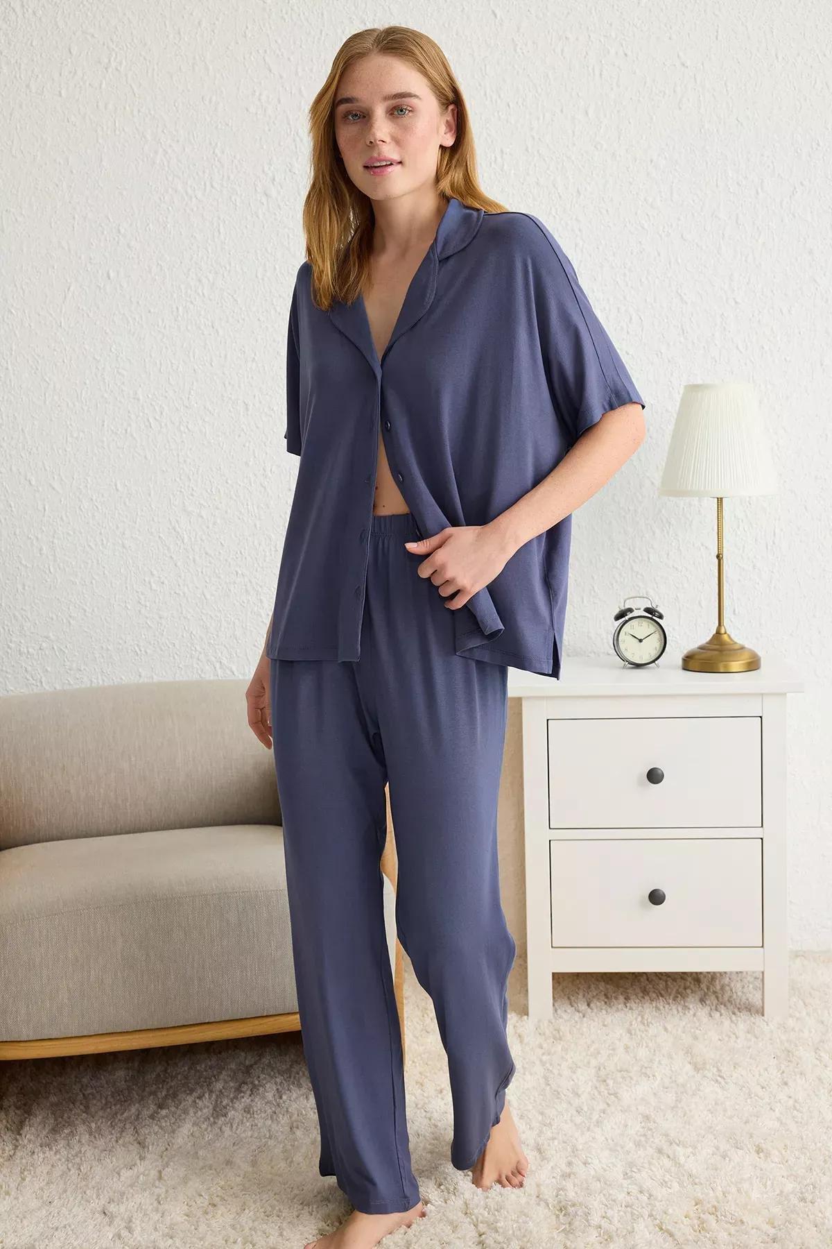 Grey Relaxed Knitted Pyjamas Set, , large image number 0