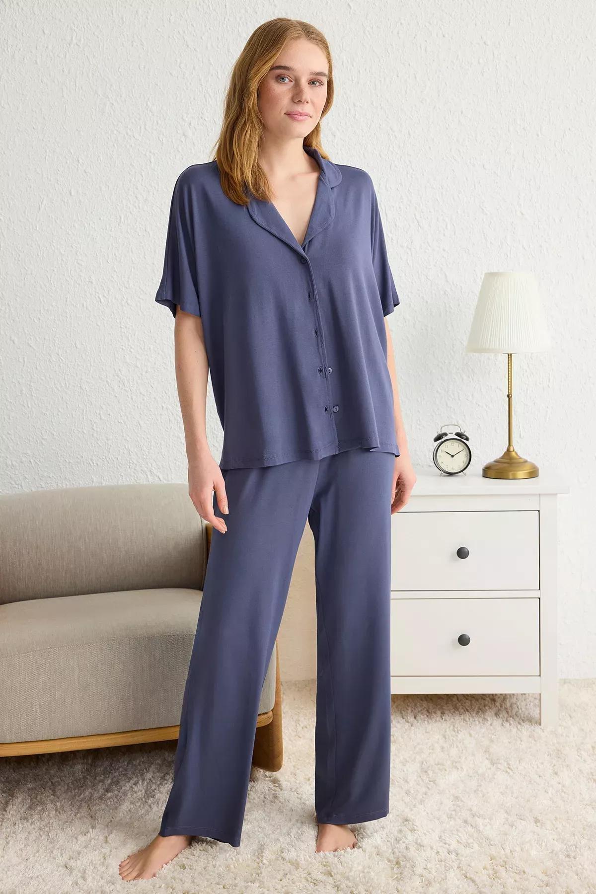 Grey Relaxed Knitted Pyjamas Set, , large image number 1