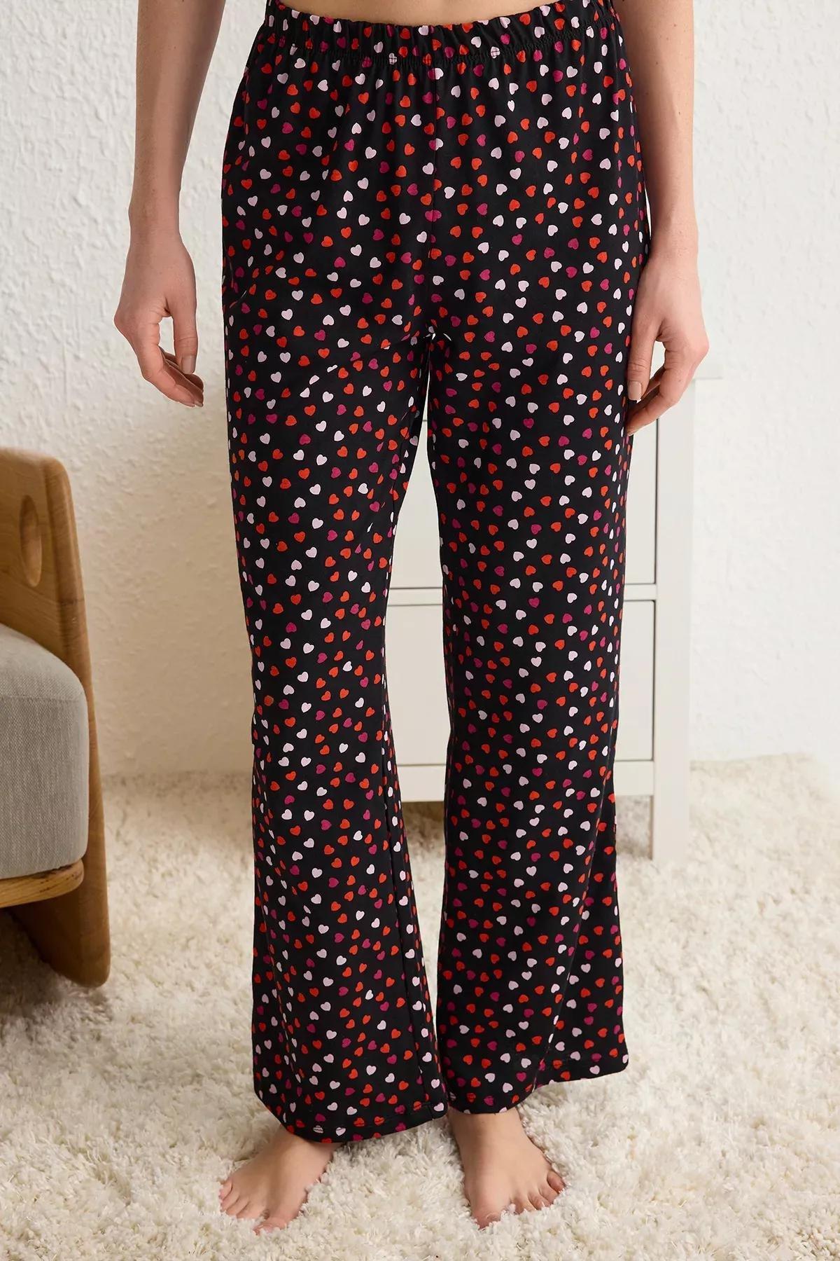 Black Heart Slogan Pajama Set, , large image number 3
