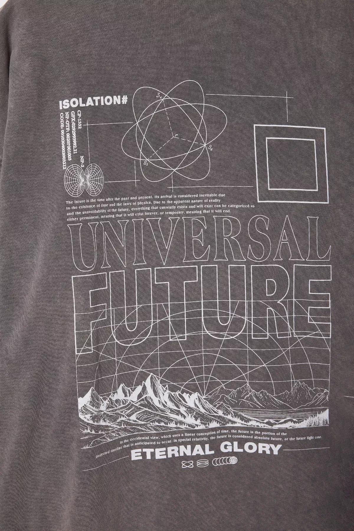 Grey Faded Print Cotton T-Shirt, , large image number 2