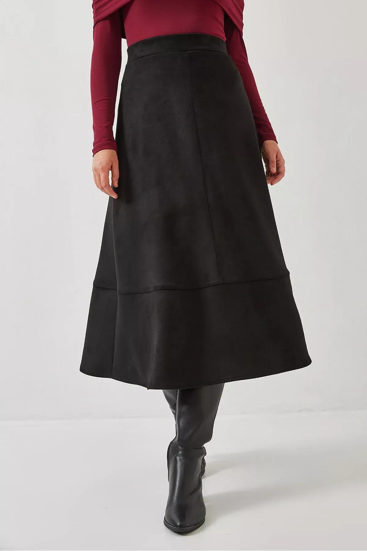 Black Suede Skirt, , large image number 0