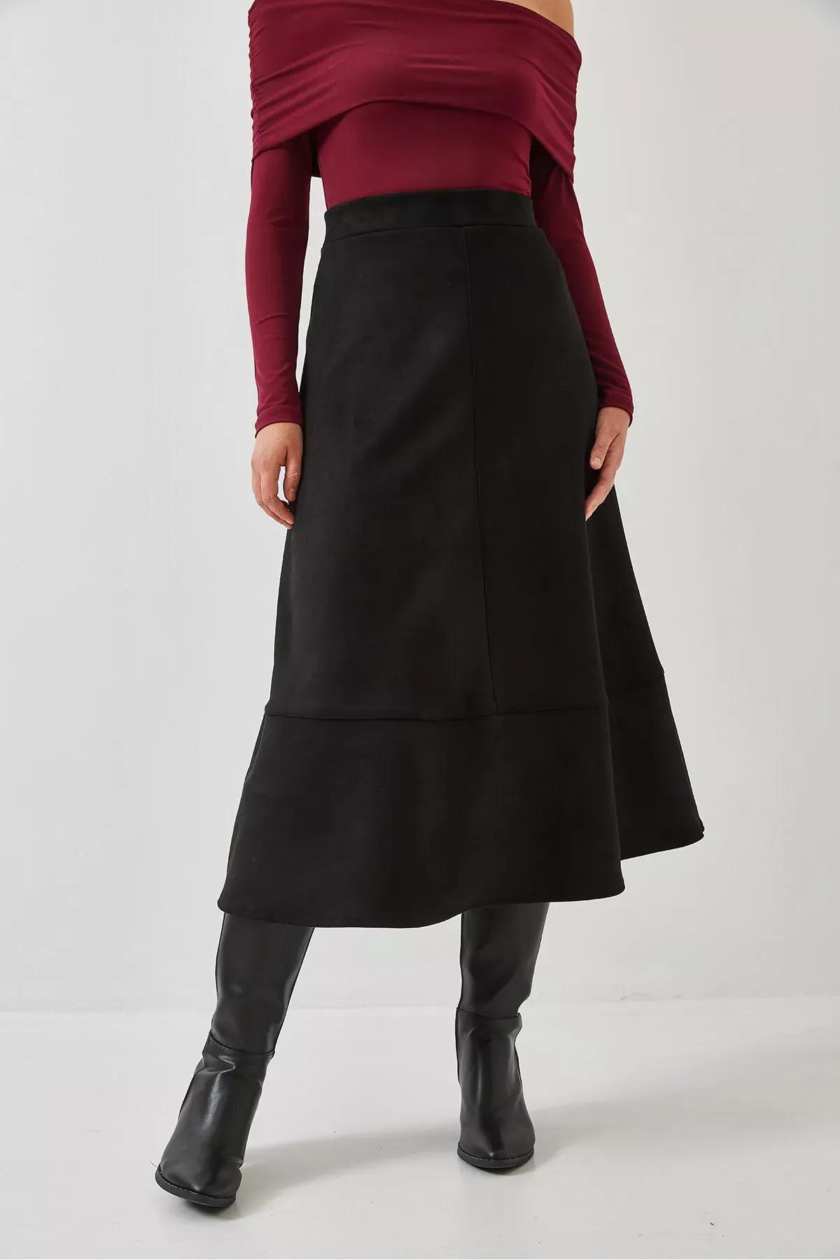 Black Suede Skirt, , large image number 1