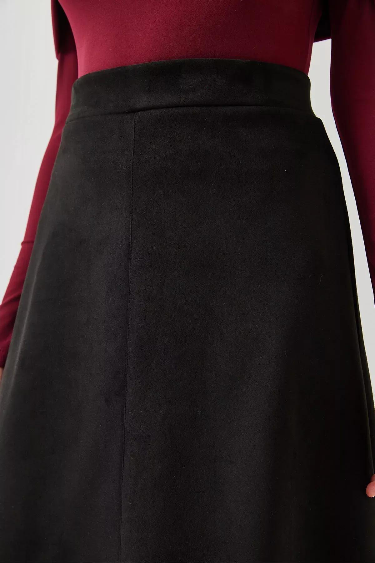 Black Suede Skirt, , large image number 3