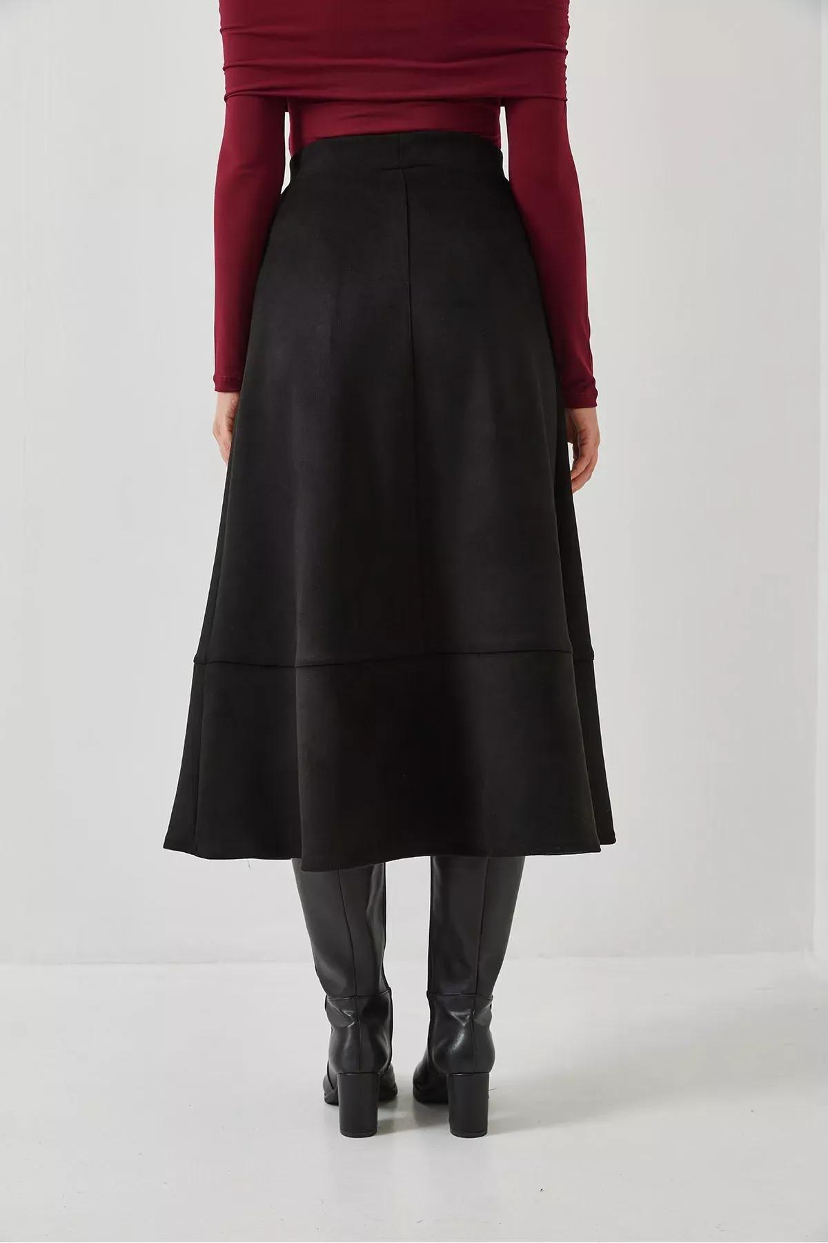 Black Suede Skirt, , large image number 4