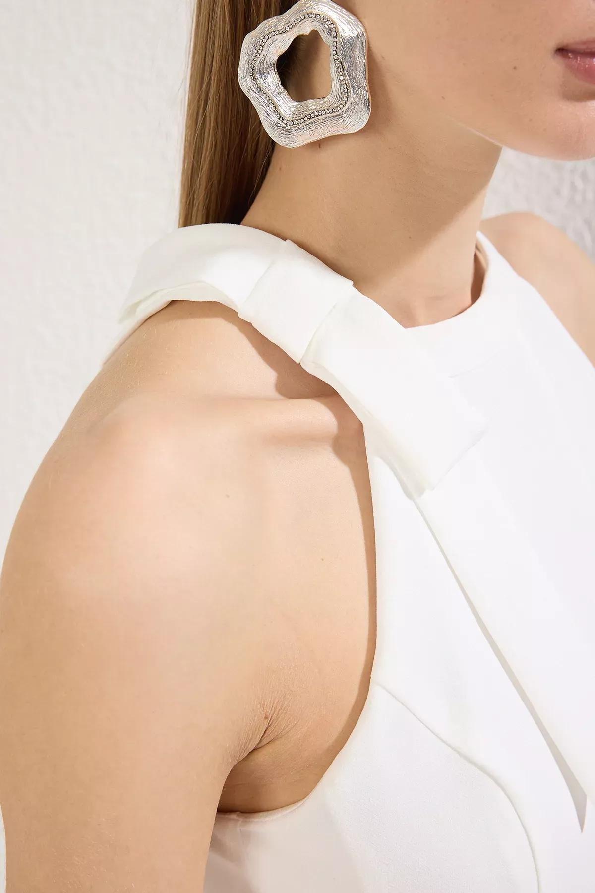 White Tie Detail Mini Dress, White, large image number 2