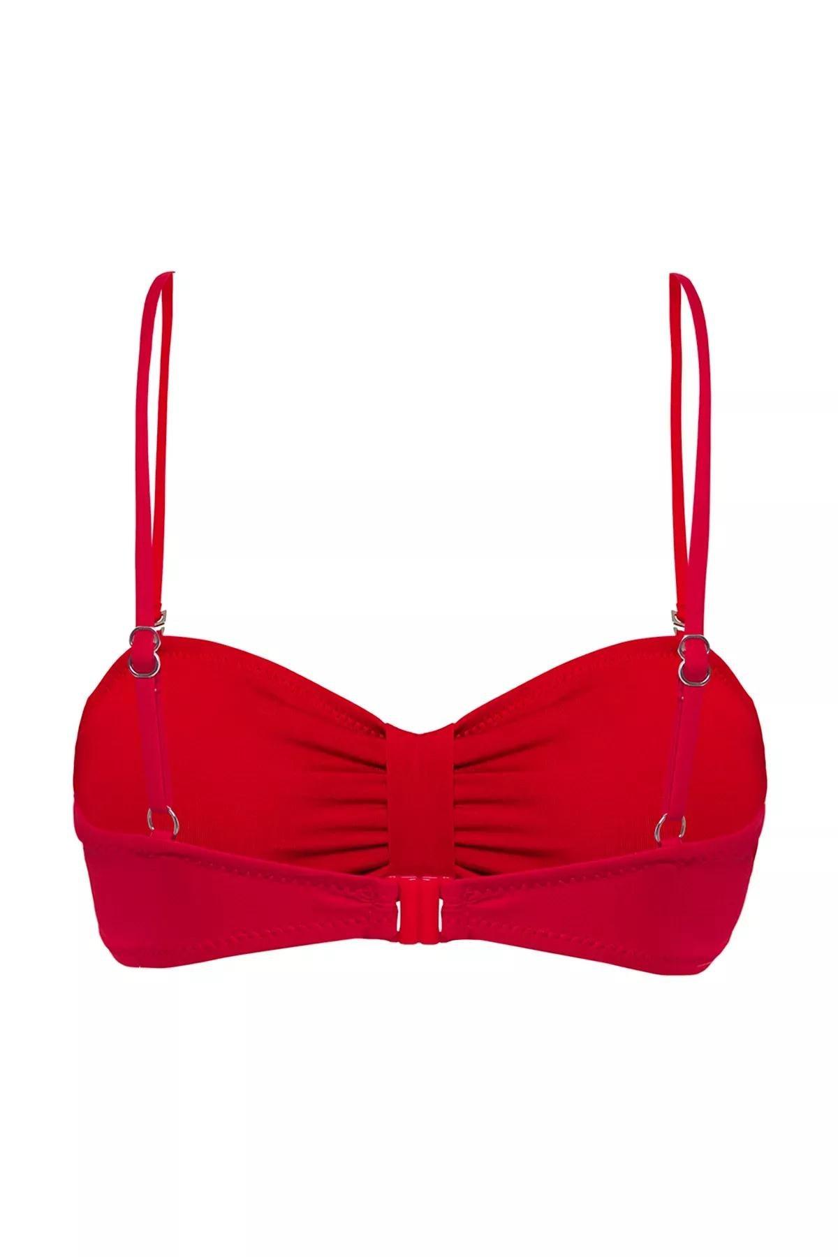 Red Strapless Draped Bikini Top, C101_1831, large image number 1