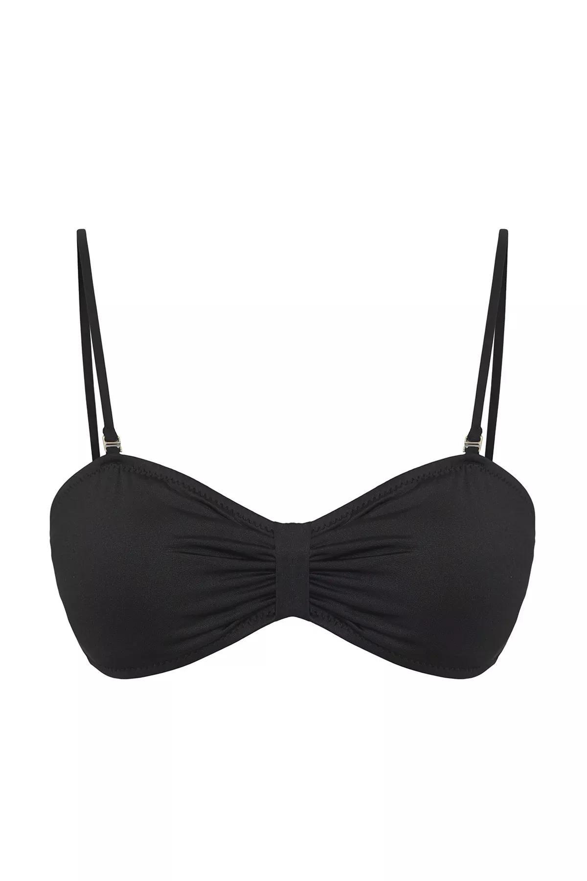 Black Strapless Draped Bikini Top, C101_2094, large image number 4