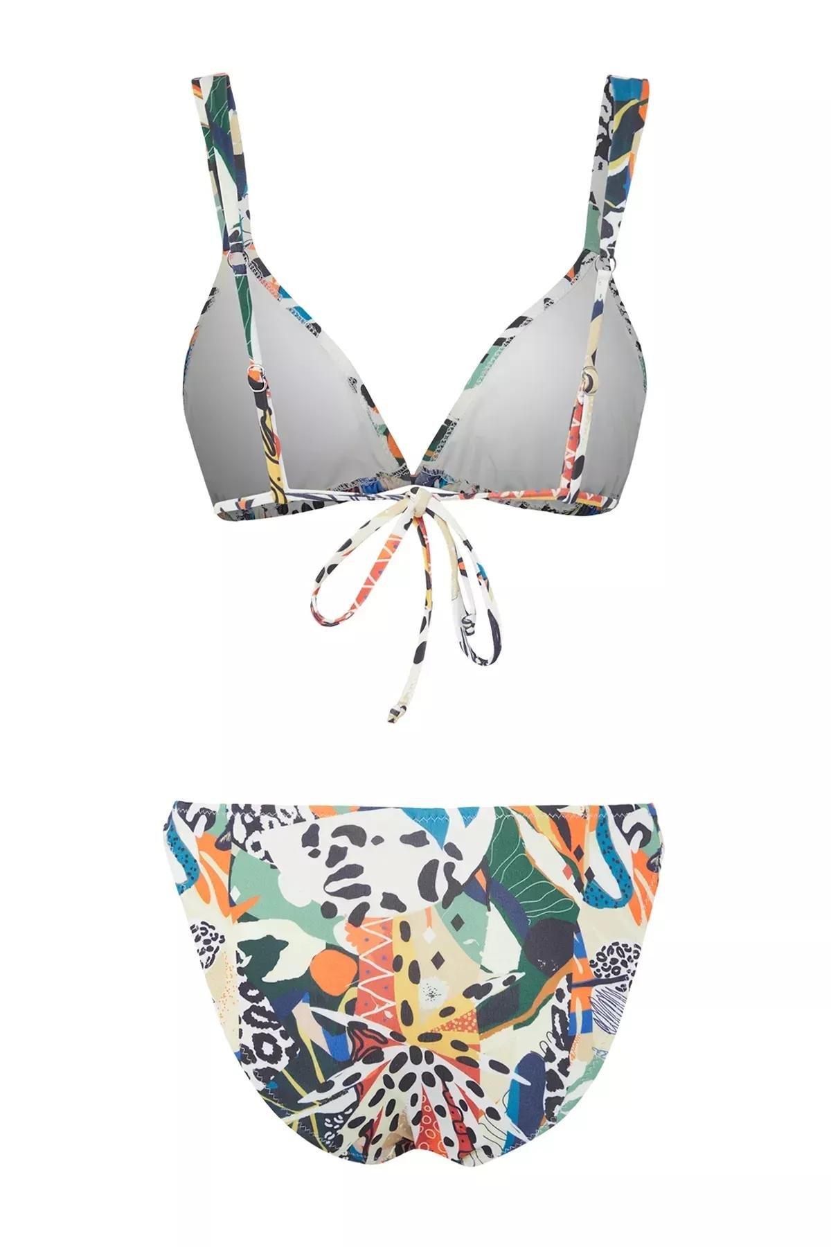 White Multicolor Abstract Patterned Bikini Set, Very colorful, large image number 7