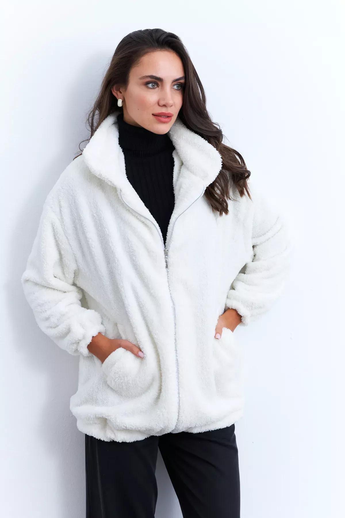 Beige Plush Coat, , large image number 2
