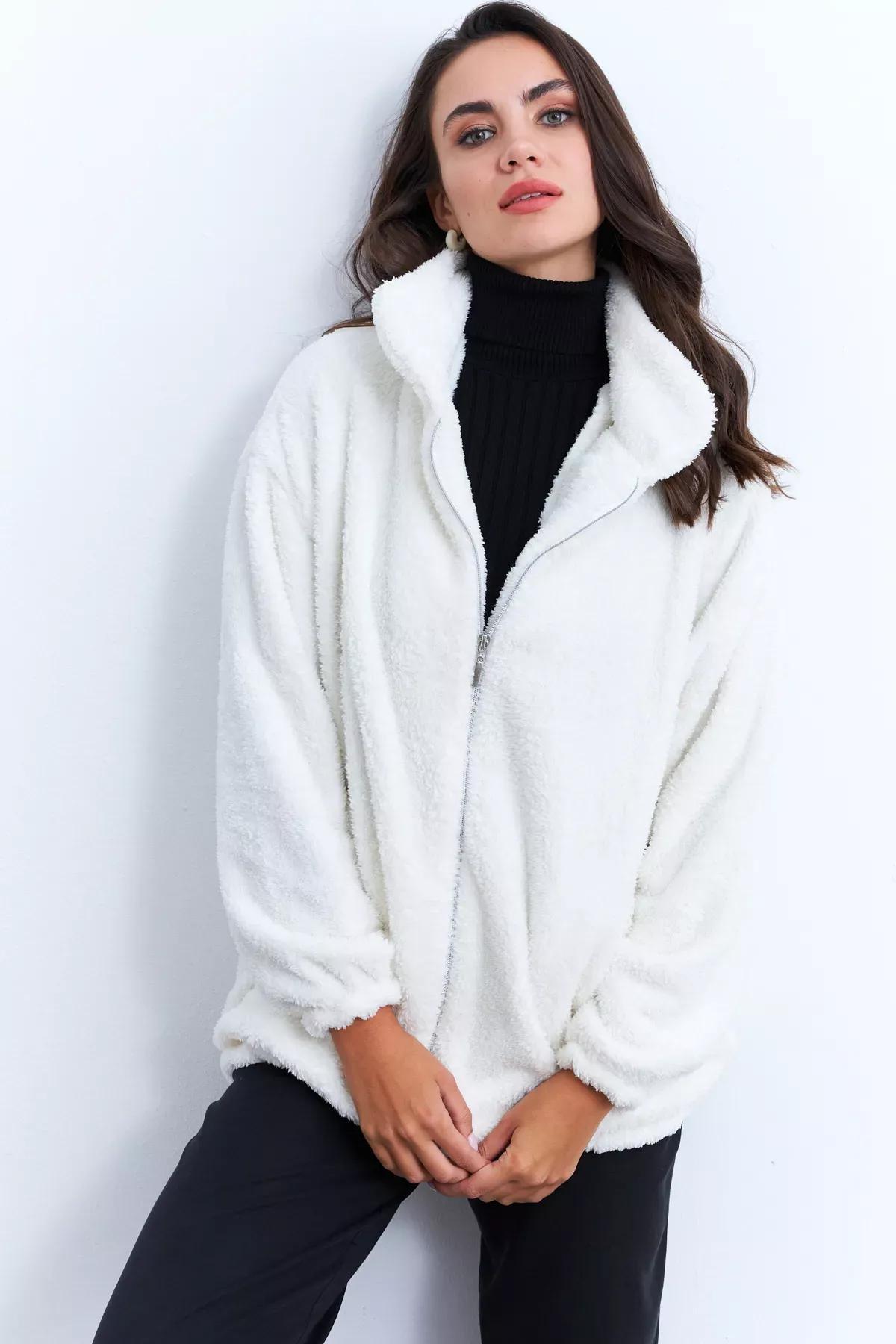 Beige Plush Coat, , large image number 5
