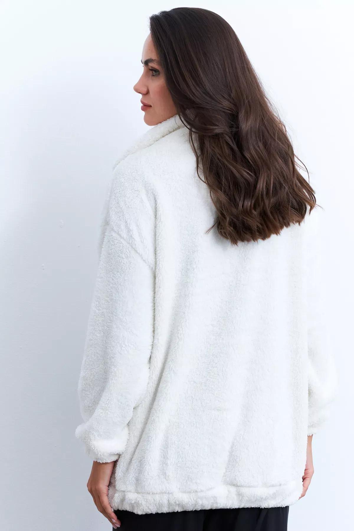 Beige Plush Coat, , large image number 6