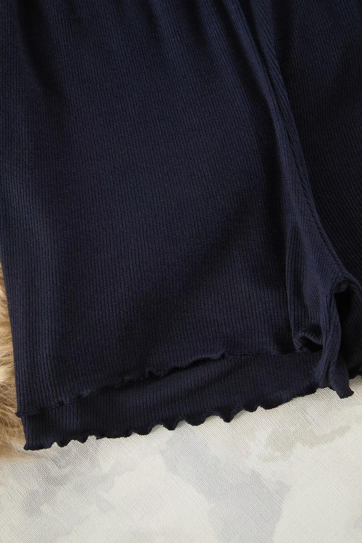 Navy Pajama Set Strap Shorts, Navy blue, large image number 5