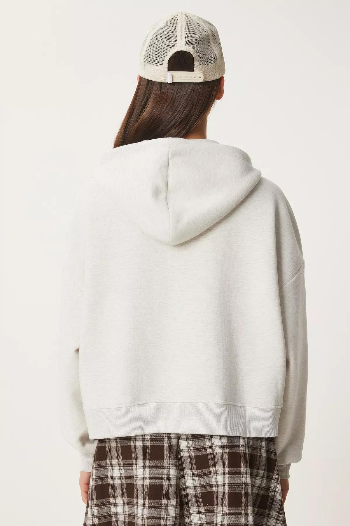 Grey Hooded Zipper Sweatshirt, , large image number 4