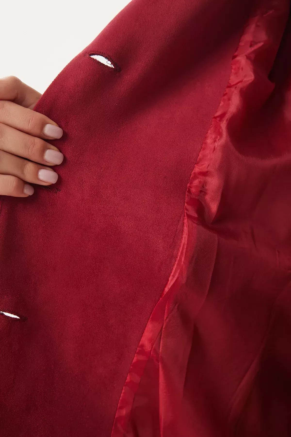 Burgundy Plain Oversized Blazer, , large image number 4