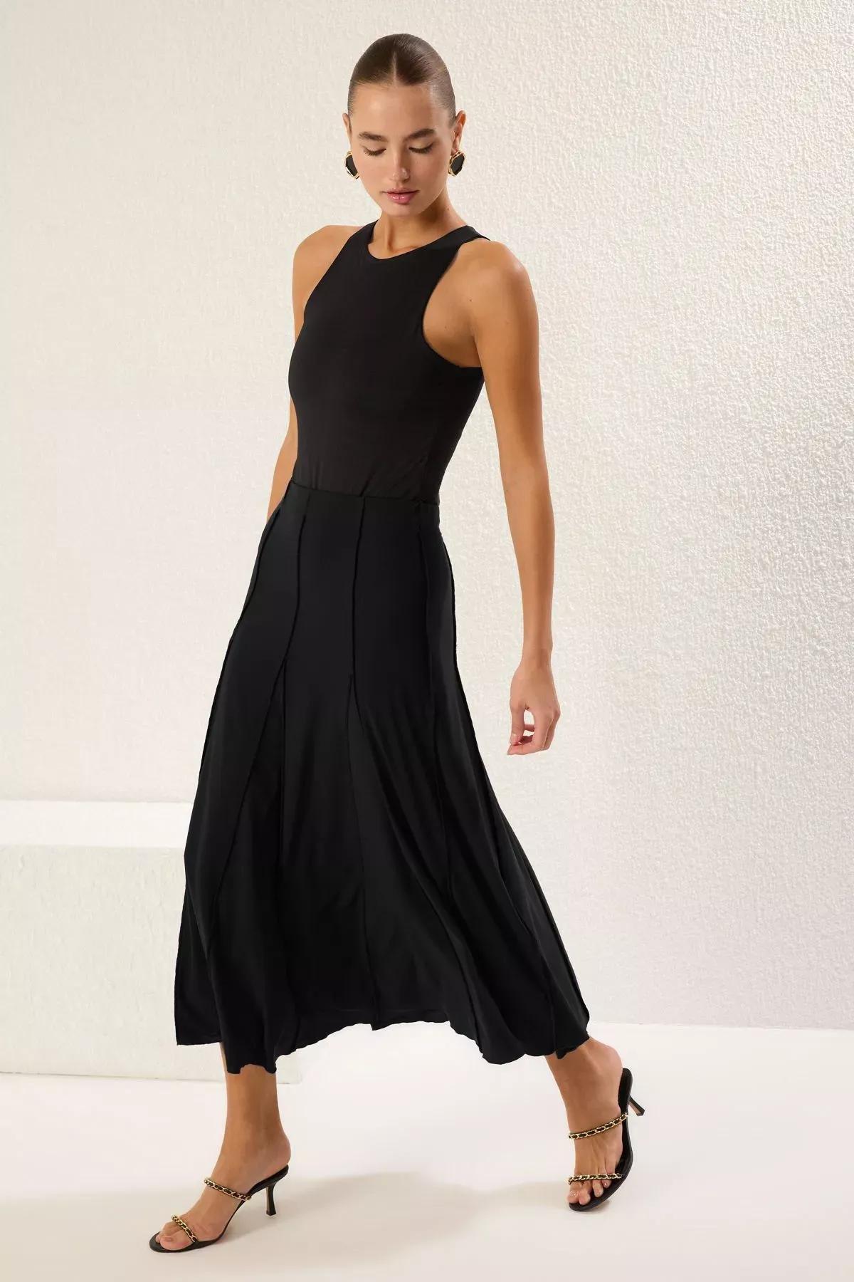 Black Stitch Detail Maxi Skirt, , large image number 0