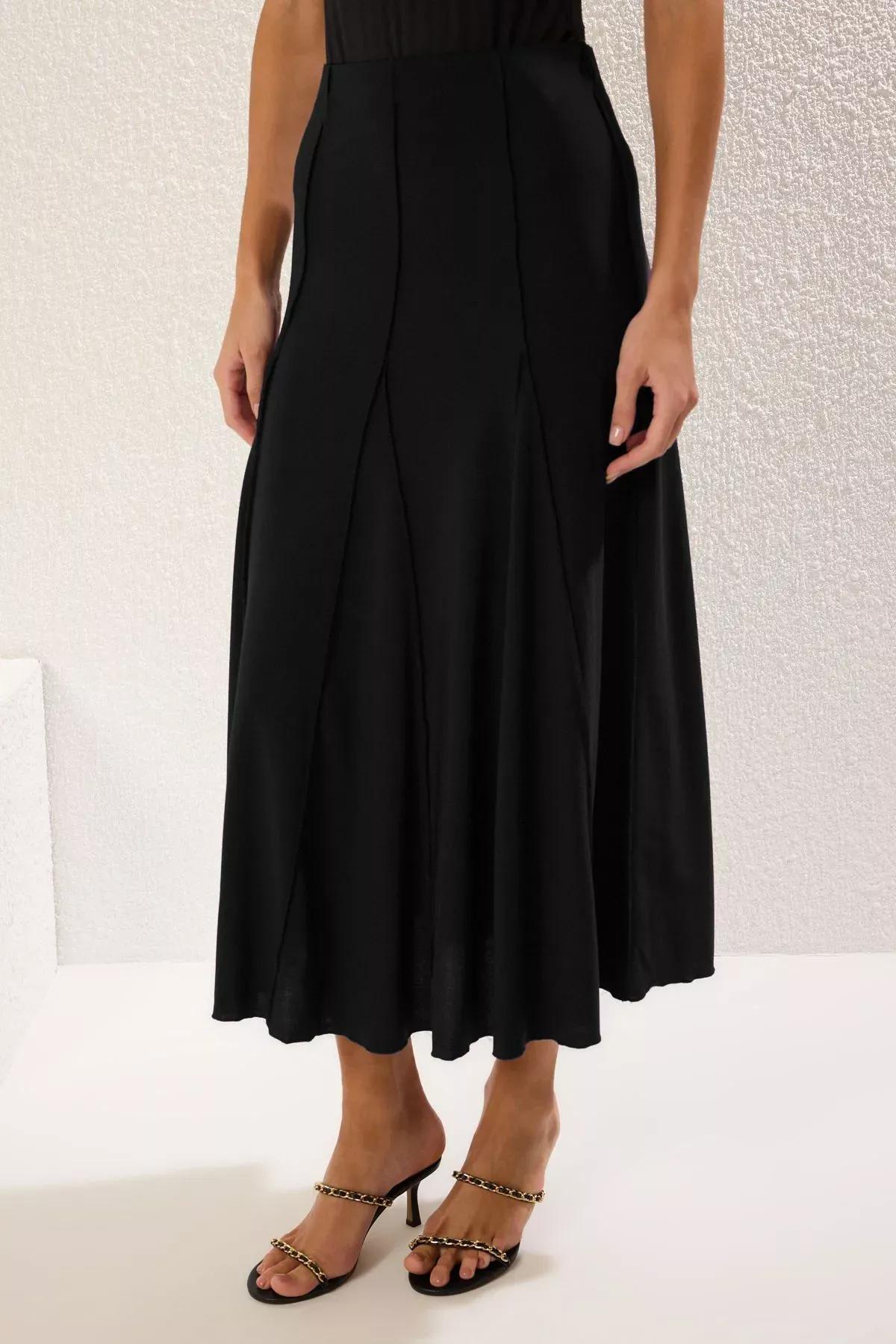 Black Stitch Detail Maxi Skirt, , large image number 2
