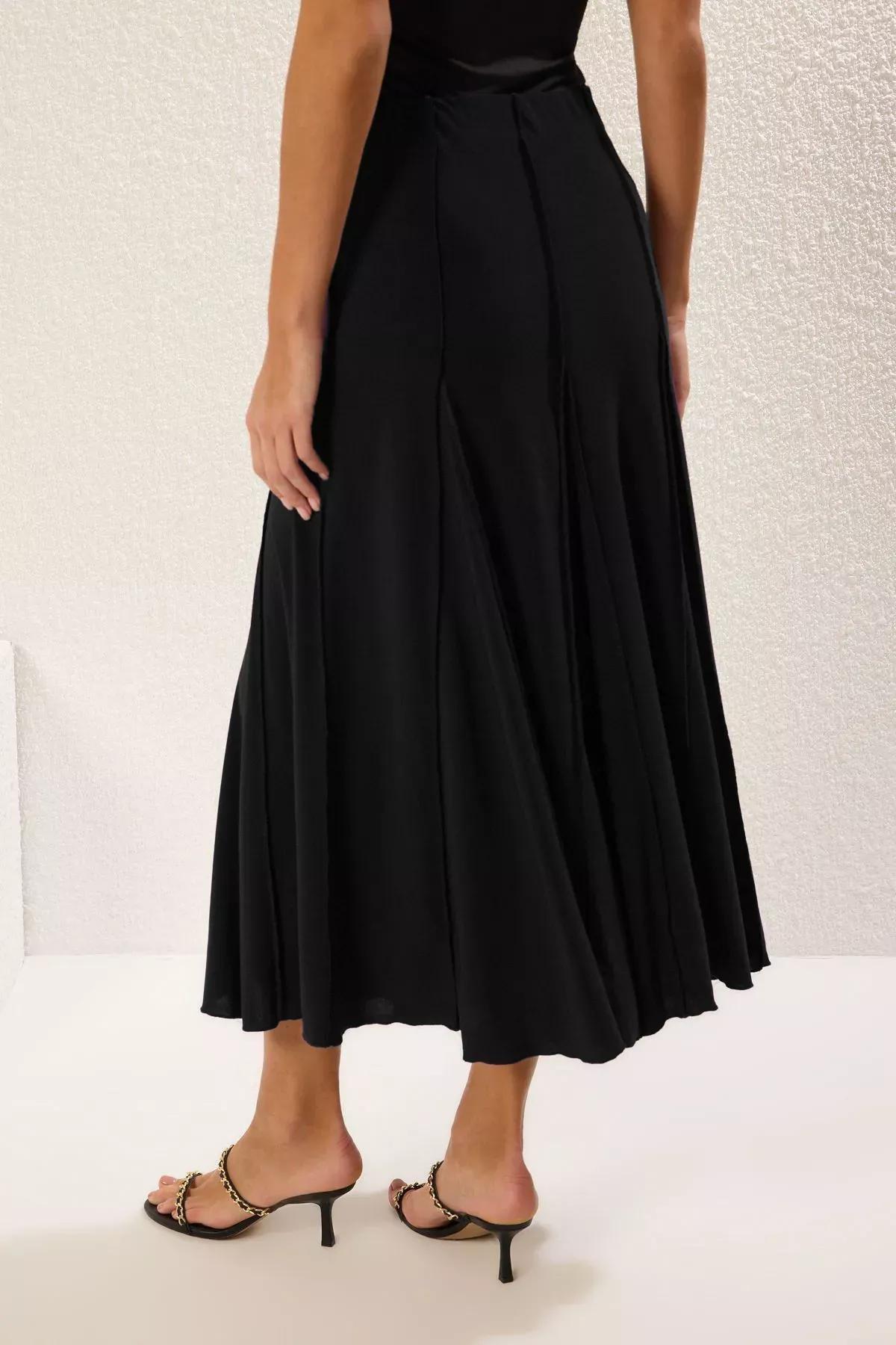Black Stitch Detail Maxi Skirt, , large image number 4