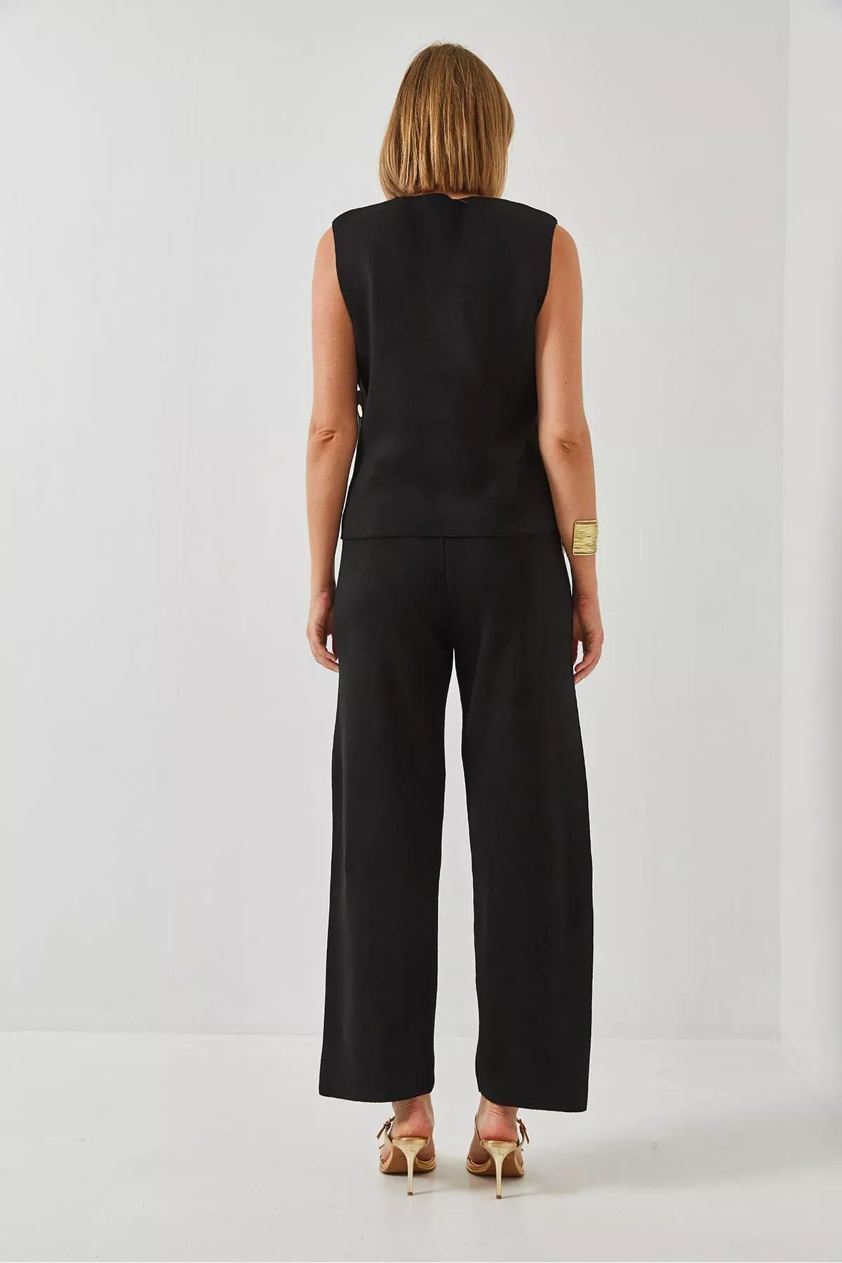 Black Printed Plus-Size Pajama Set, BLACK, large image number 3