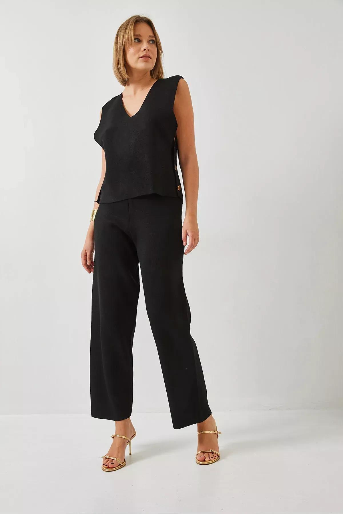 Black Printed Plus-Size Pajama Set, BLACK, large image number 5