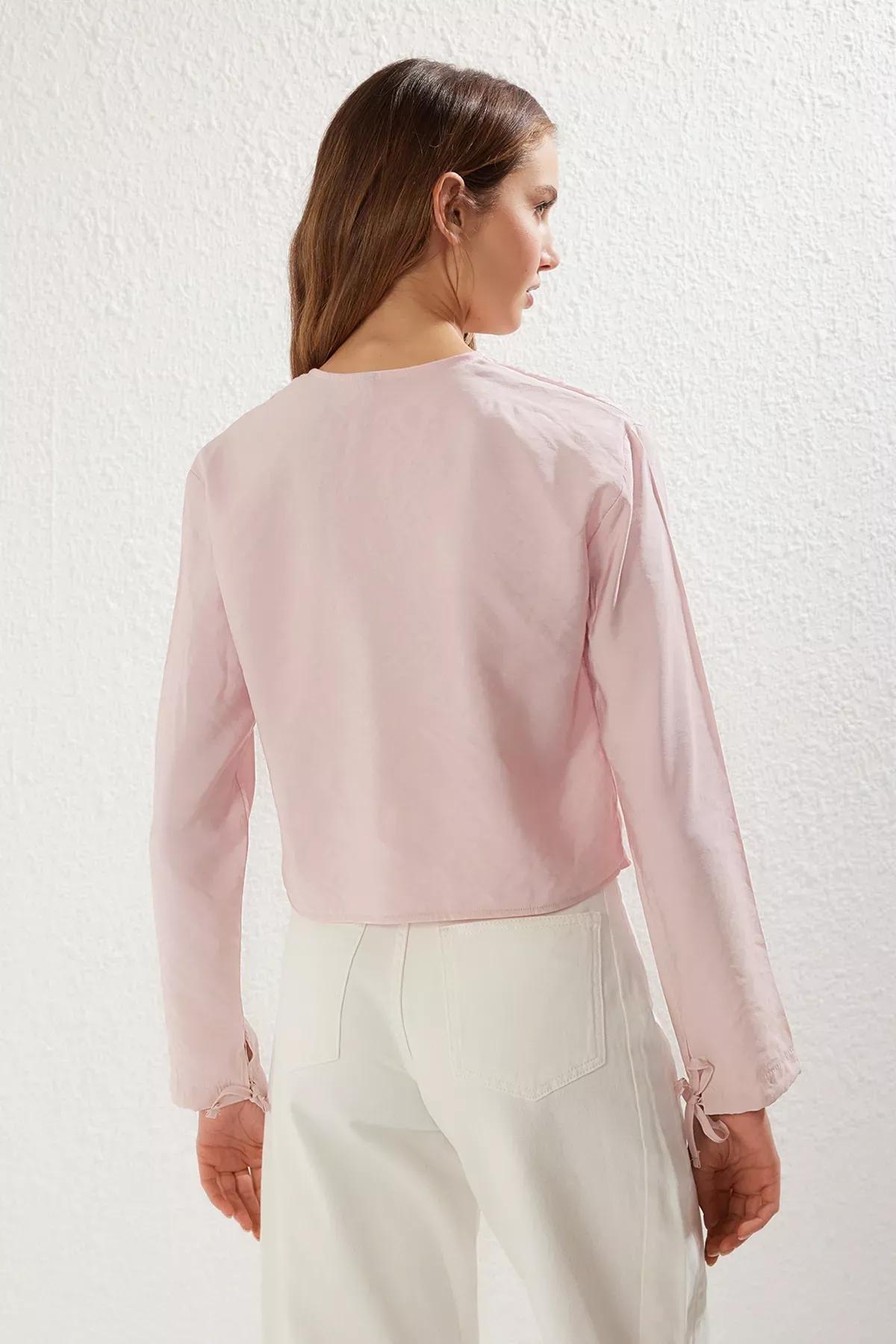 Pink Tie Detail Woven Blouse, C101_7329, large image number 4
