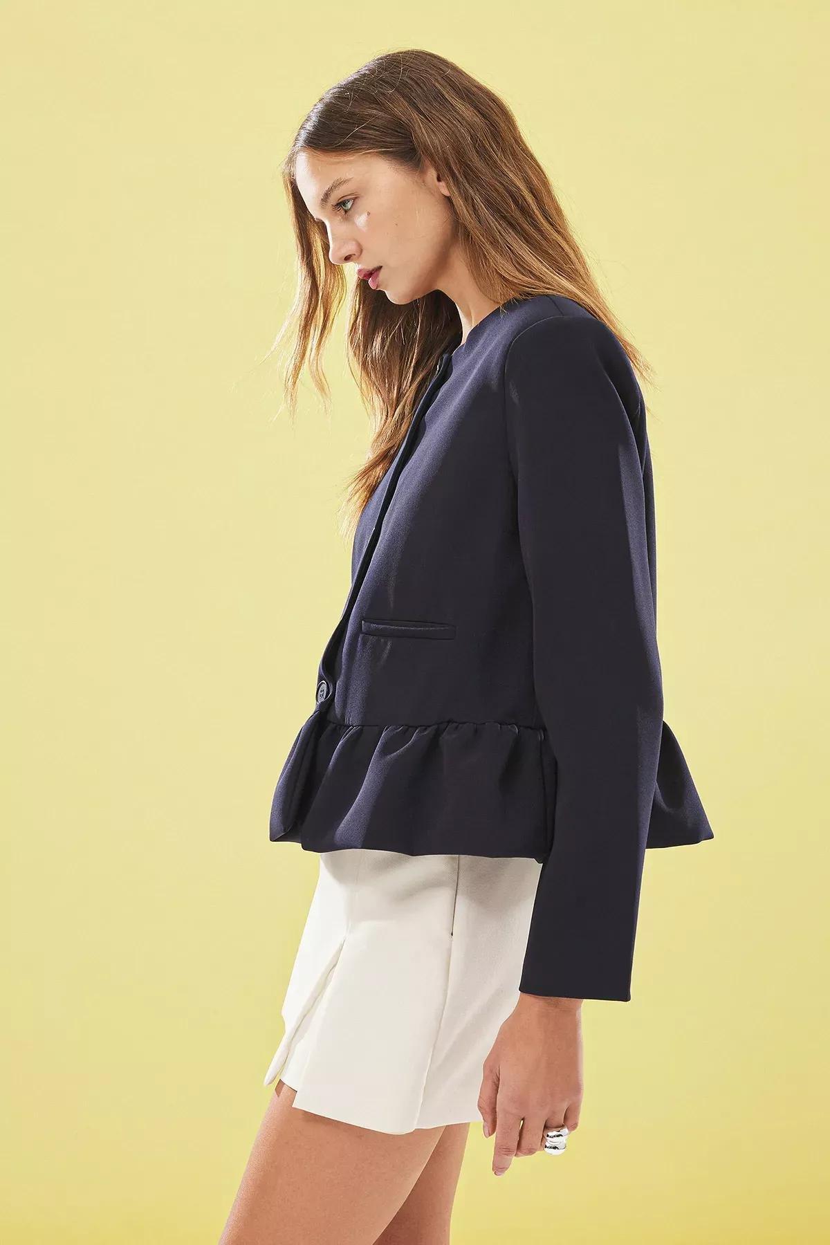 Navy Plain Single Breasted Blazer, , large image number 1