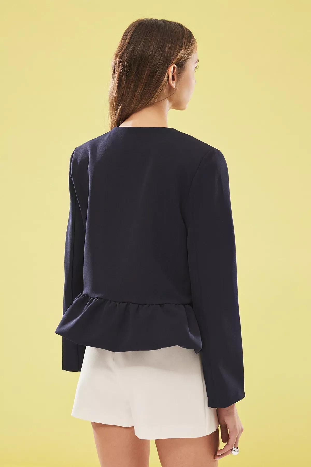 Navy Plain Single Breasted Blazer, , large image number 4