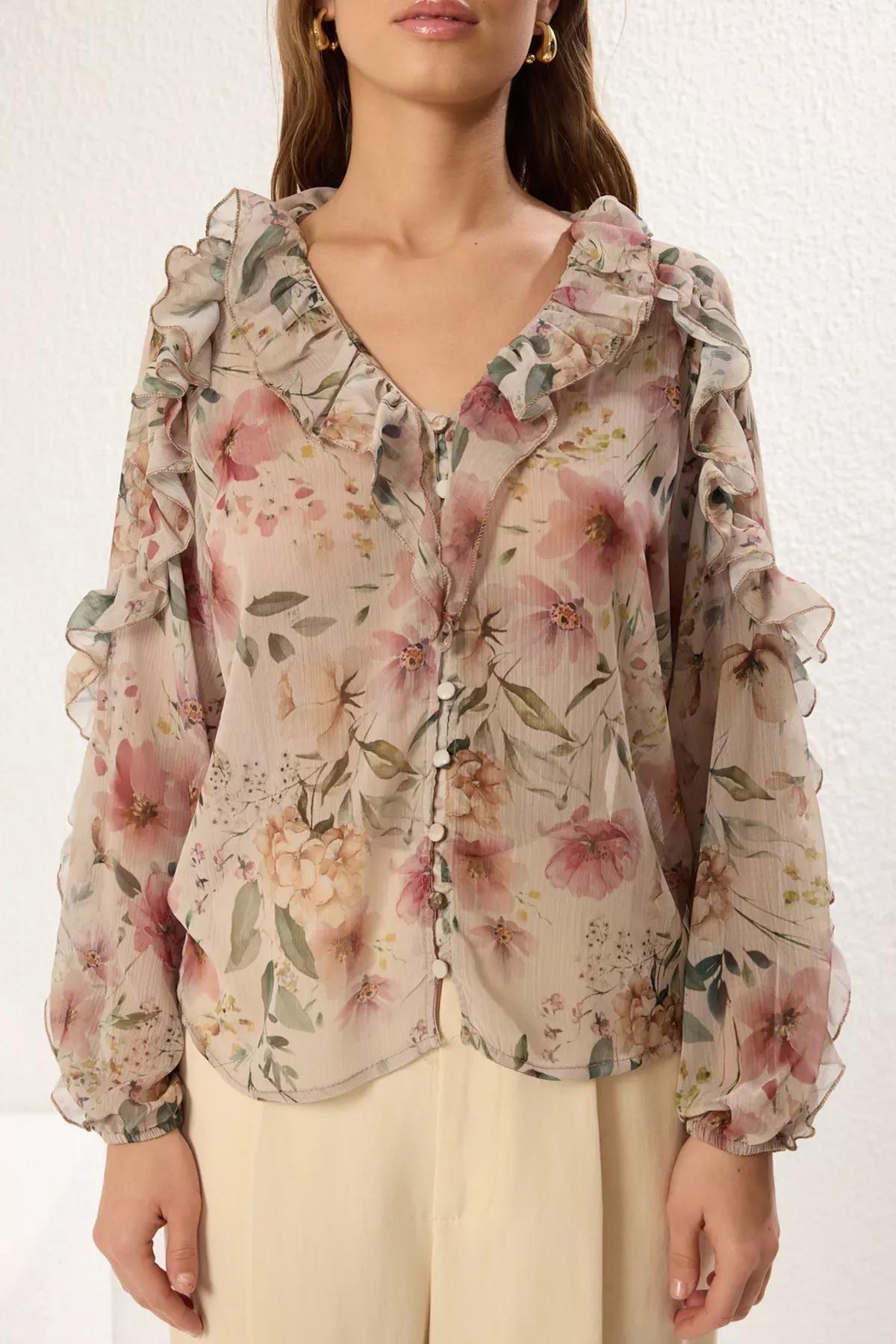 Multicolor Floral Chiffon Shirt, , large image number 2