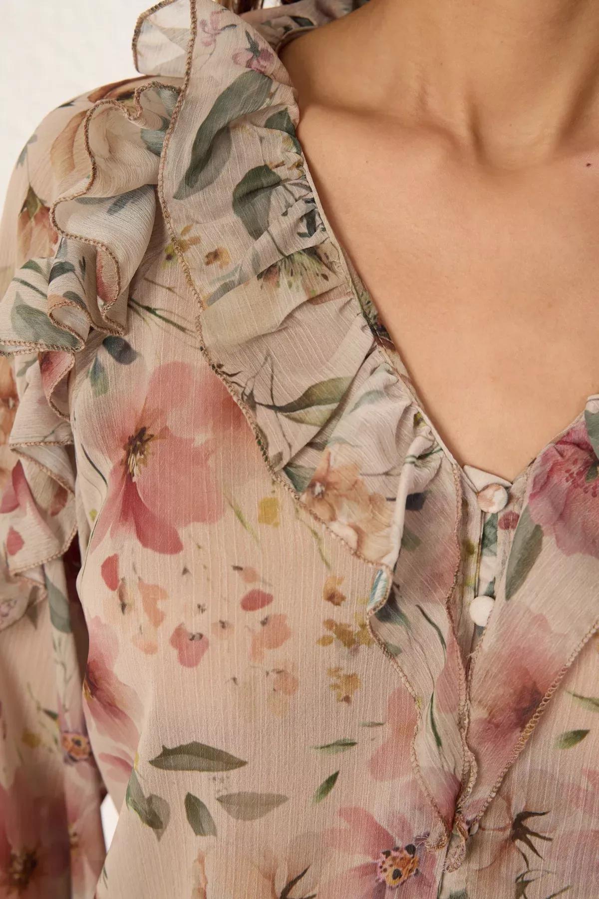 Multicolor Floral Chiffon Shirt, , large image number 3