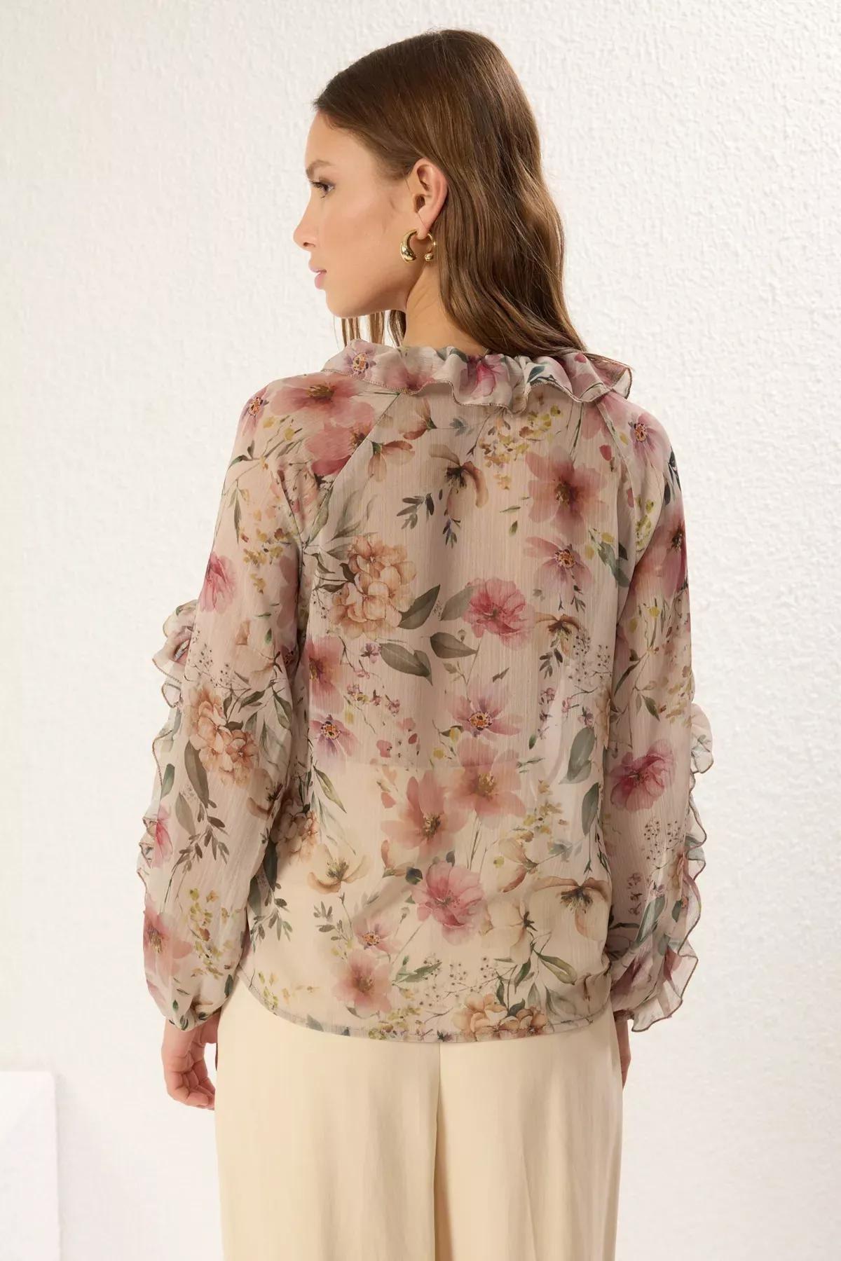 Multicolor Floral Chiffon Shirt, , large image number 4