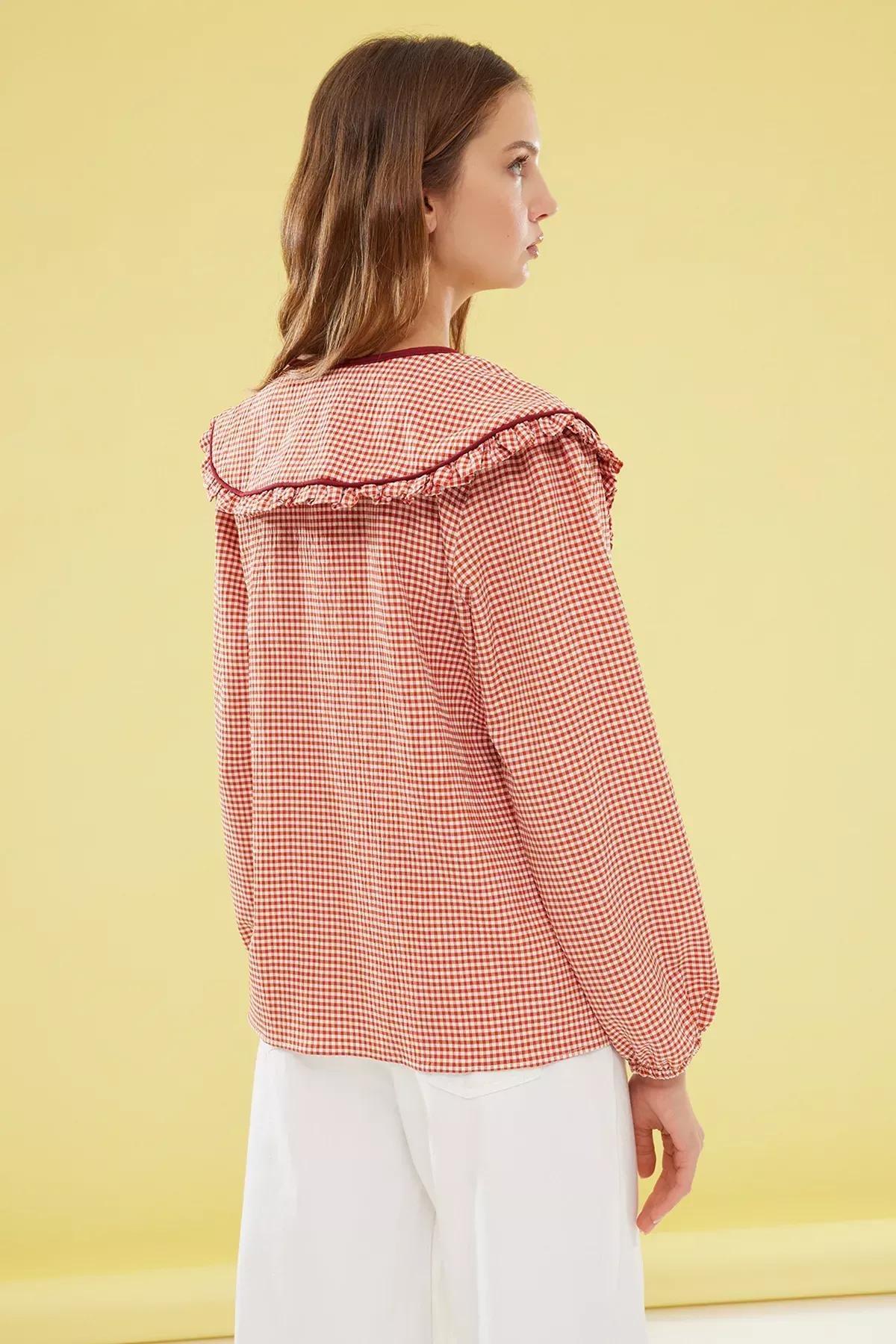 Red Embossed Gingham Shirt, Tile, large image number 4