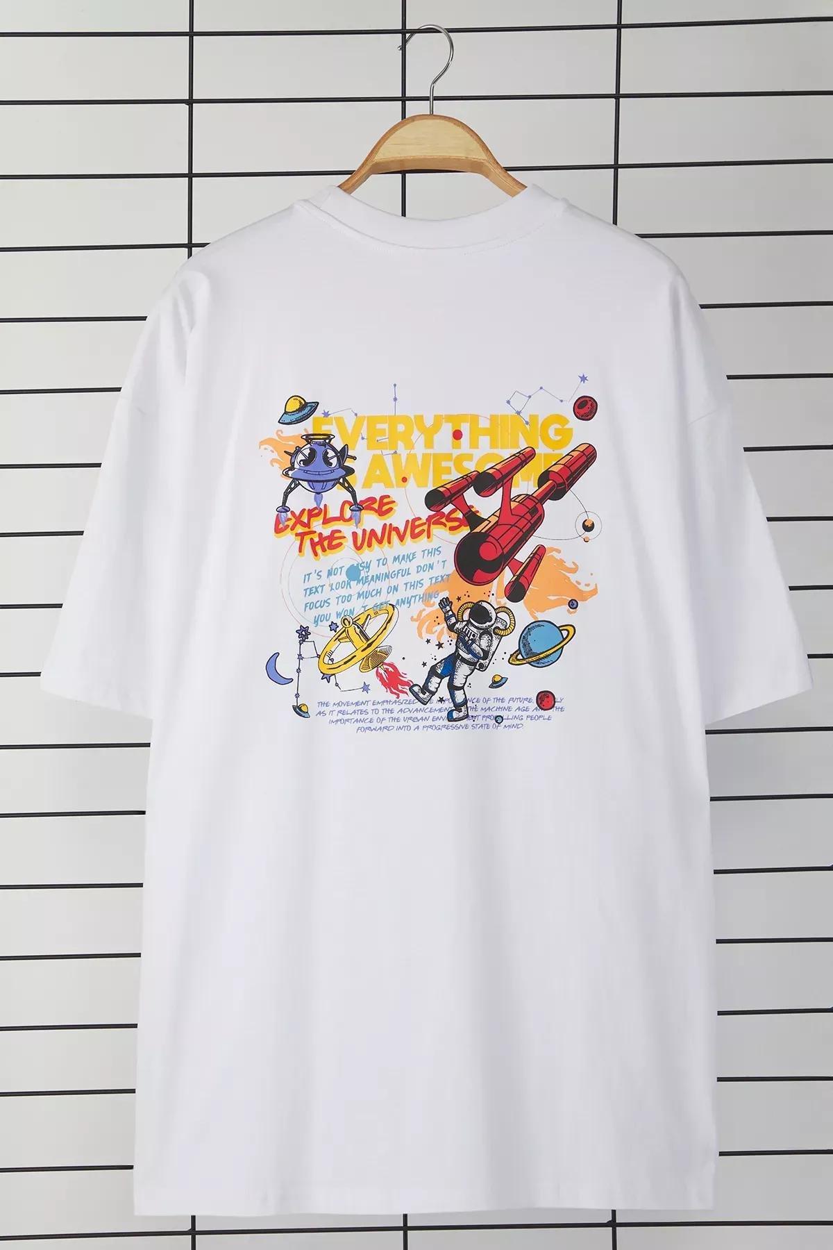 White Space Print Cotton T-Shirt, , large image number 2