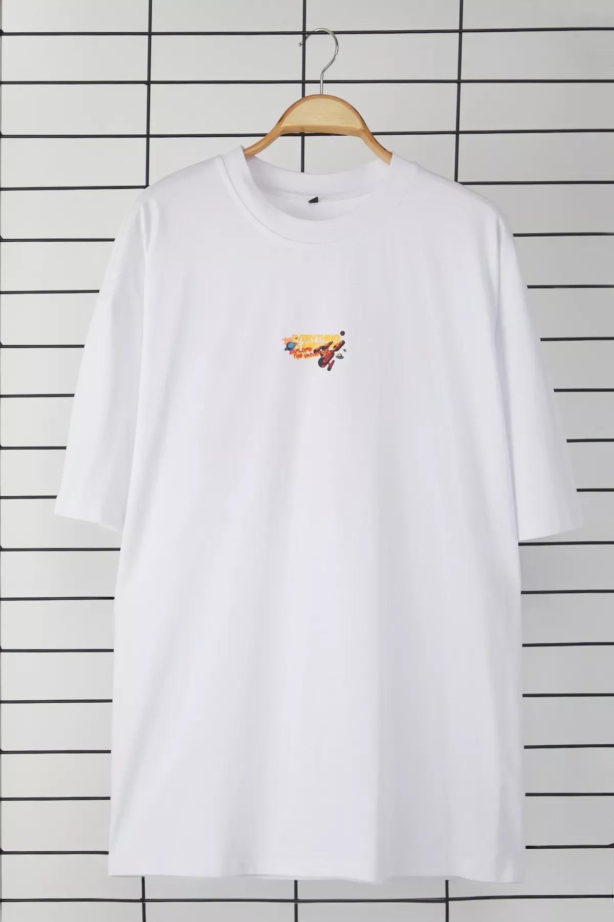 White Space Print Cotton T-Shirt, , large image number 3