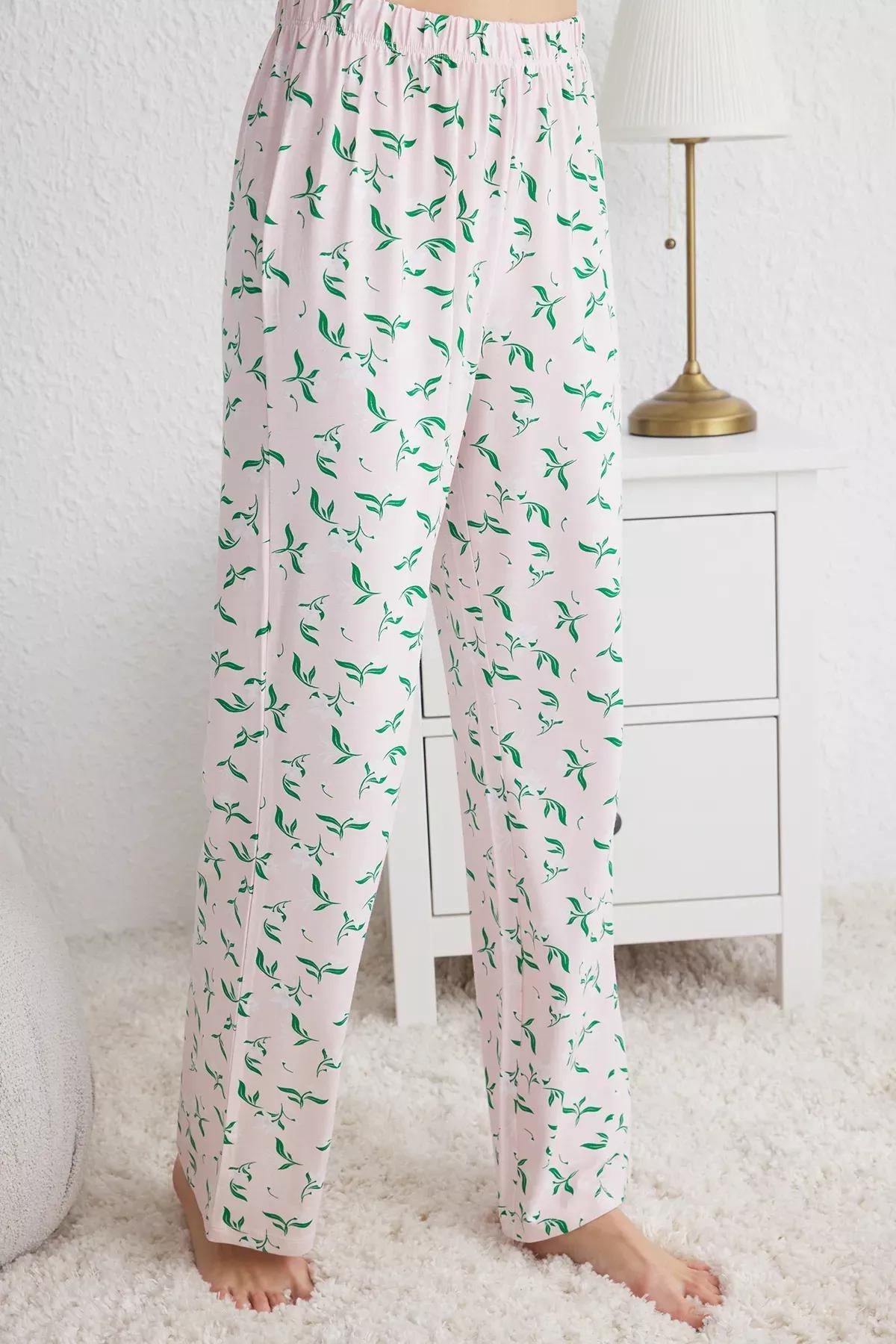 Pink Floral Knitted Pajama Set, C101_7329, large image number 4