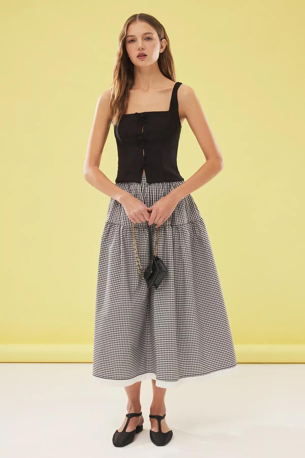 Black Bow Strap Woven Blouse, BLACK, large image number 0