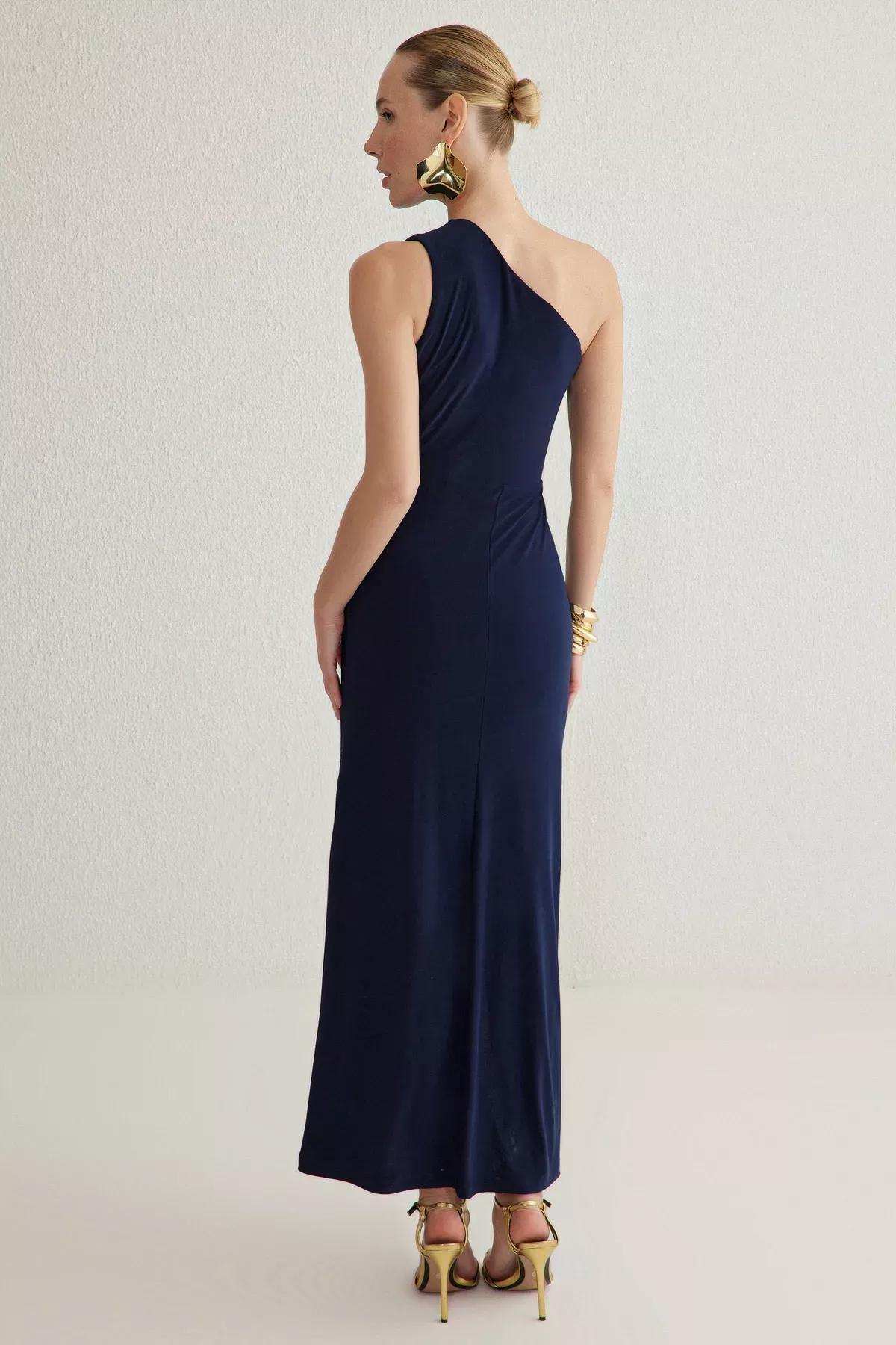 Navy Accessory Detailed Occasionwear Dress, , large image number 7