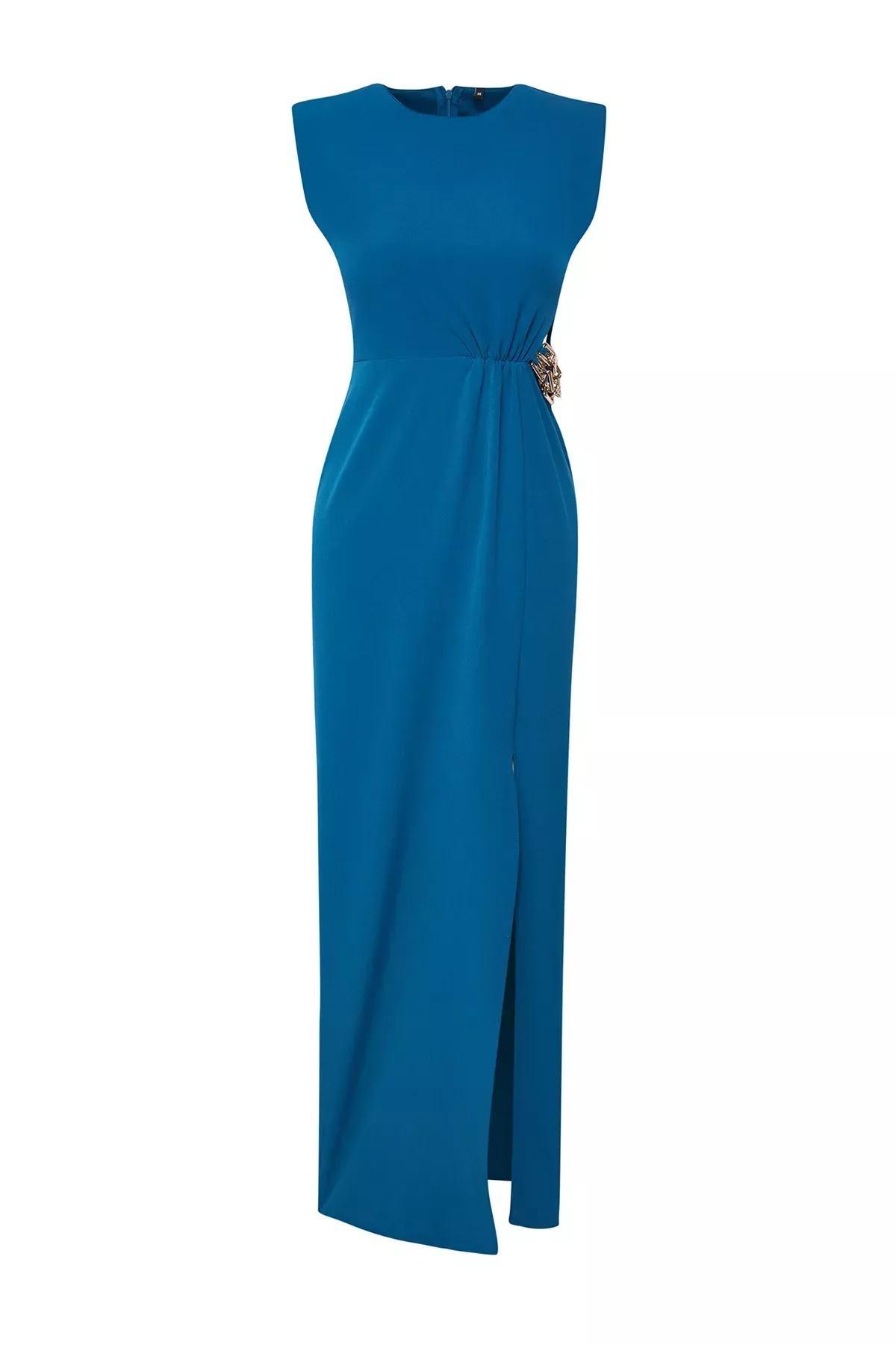Blue Accessories Detailed Occasionwear Dress, Oil, large image number 2