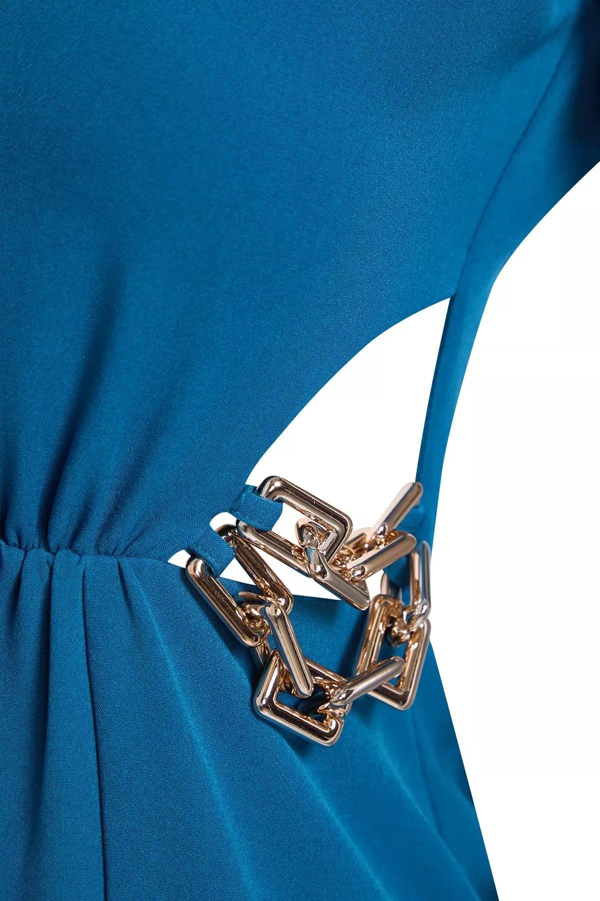 Blue Accessories Detailed Occasionwear Dress, Oil, large image number 3
