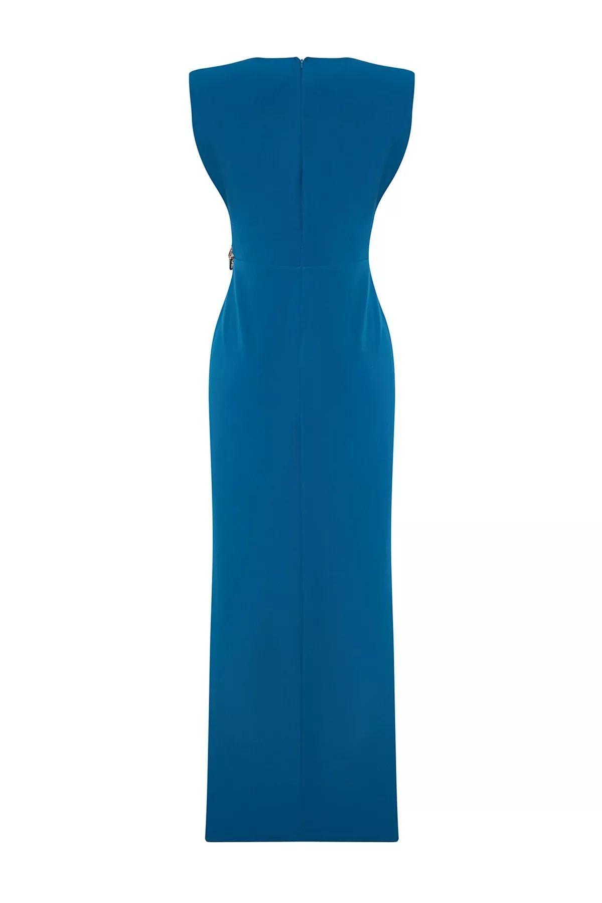 Blue Accessories Detailed Occasionwear Dress, Oil, large image number 4