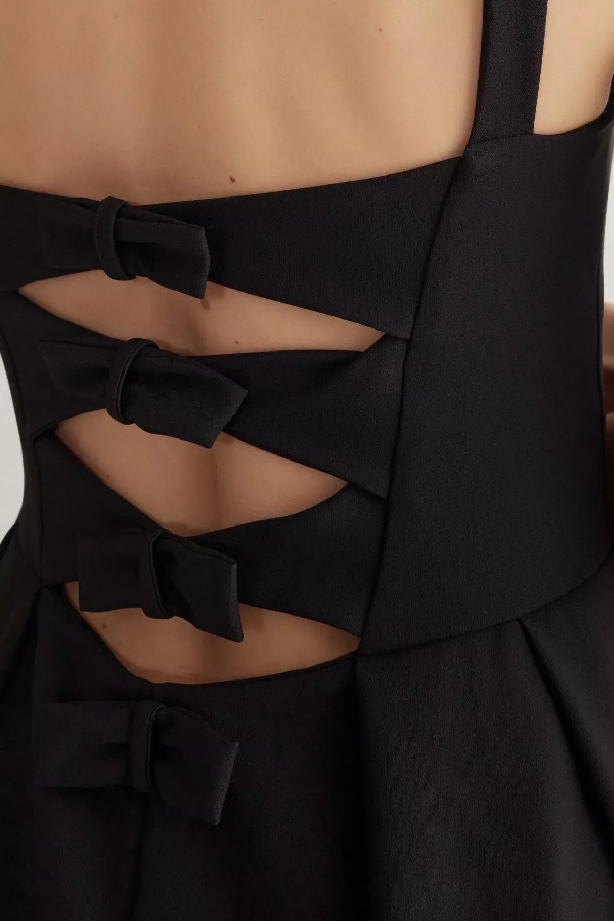 فستان مناسبات بقصة إيه-لاين، أسود, BLACK, large image number 3