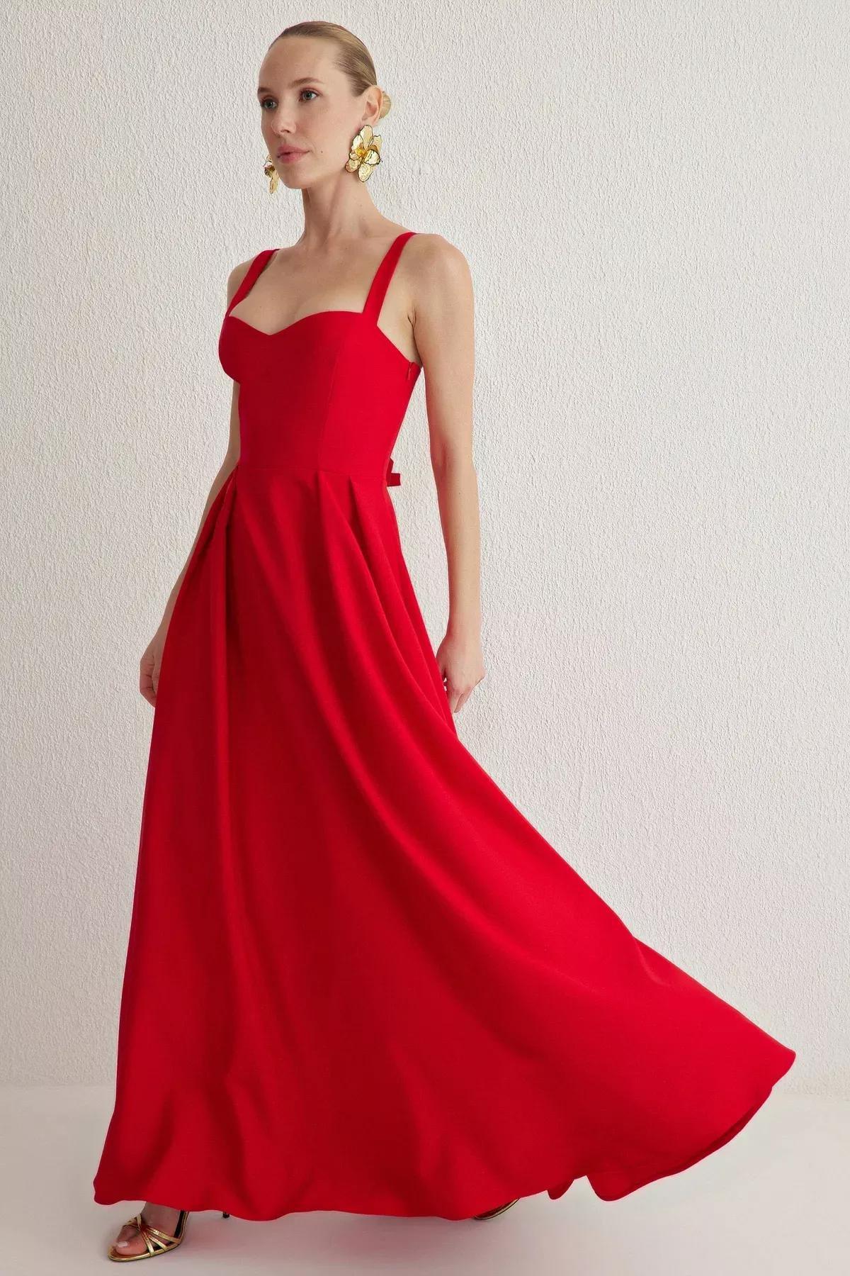 Red A-Line Bow Dress, Red, large image number 0