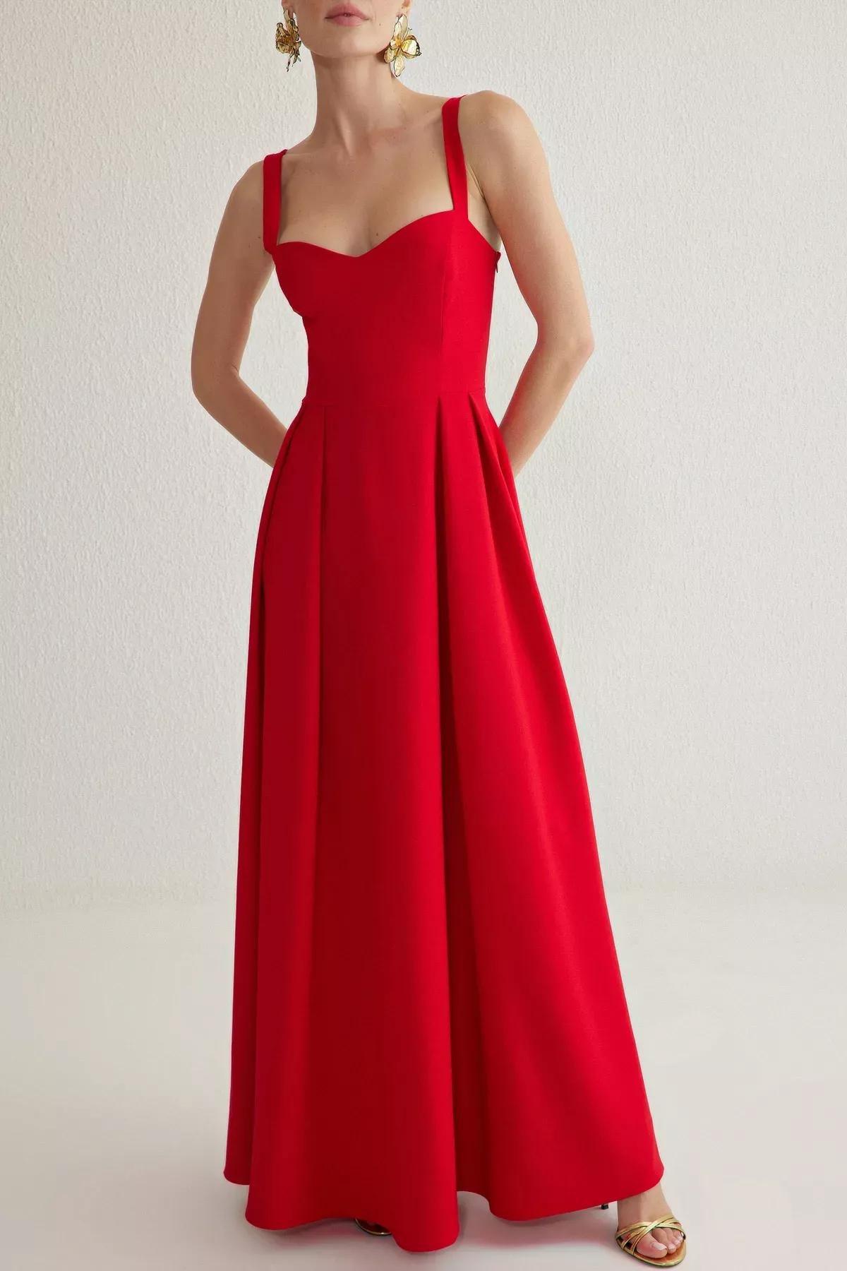 Red A-Line Bow Dress, Red, large image number 2