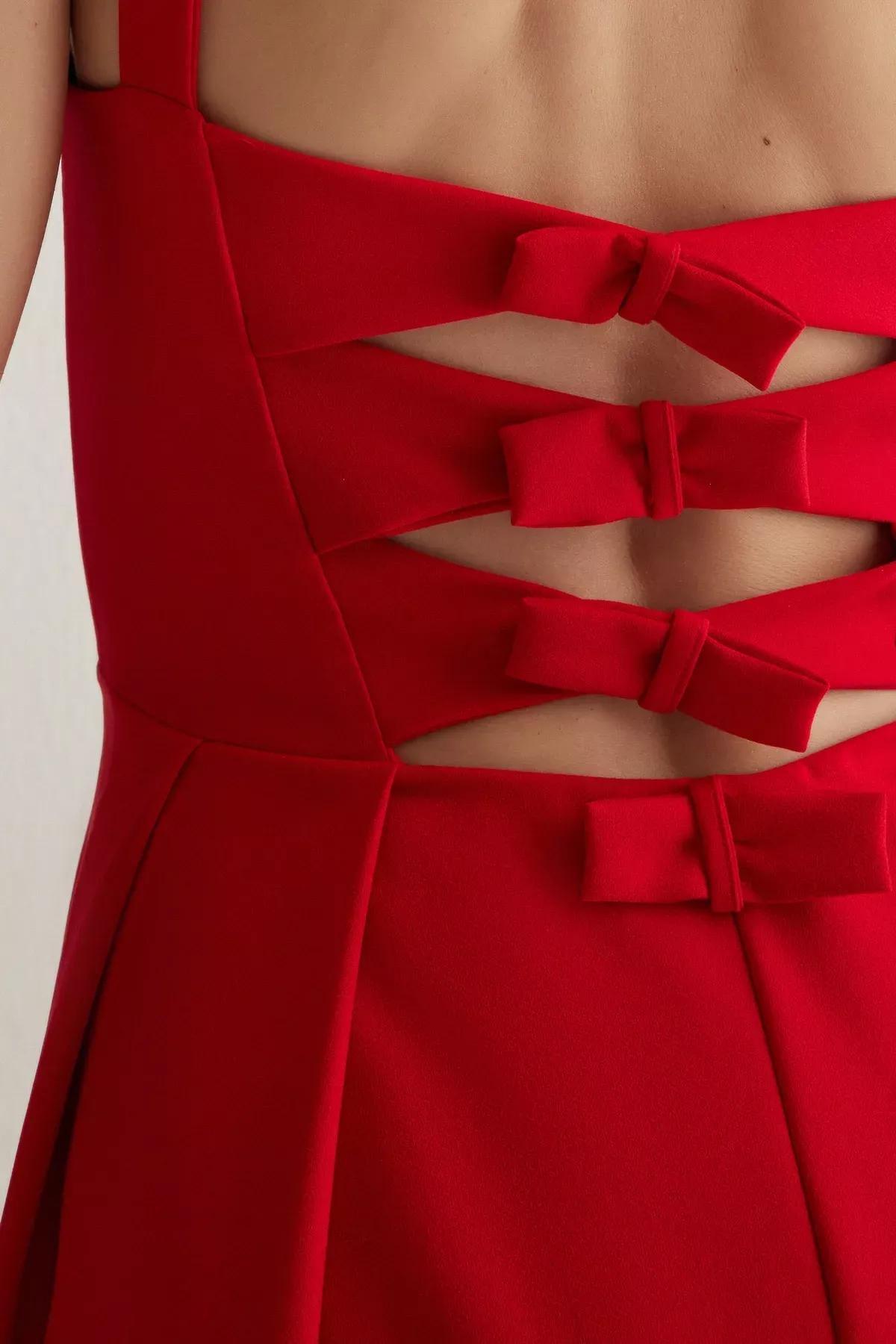 Red A-Line Bow Dress, Red, large image number 3