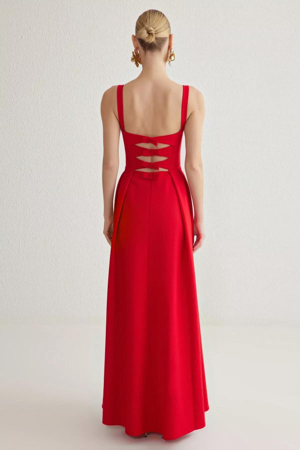 Red A-Line Bow Dress, Red, large image number 4