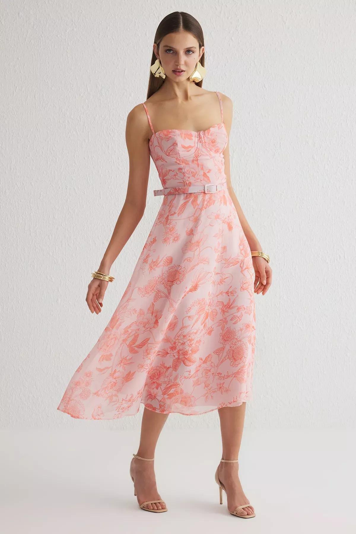 Multicolour A-Line Floral Chiffon Dress, C101_7382, large image number 0