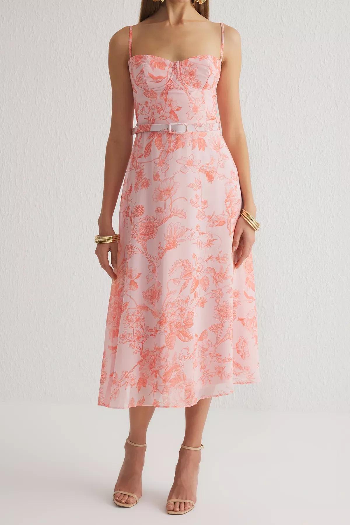 Multicolour A-Line Floral Chiffon Dress, C101_7382, large image number 2