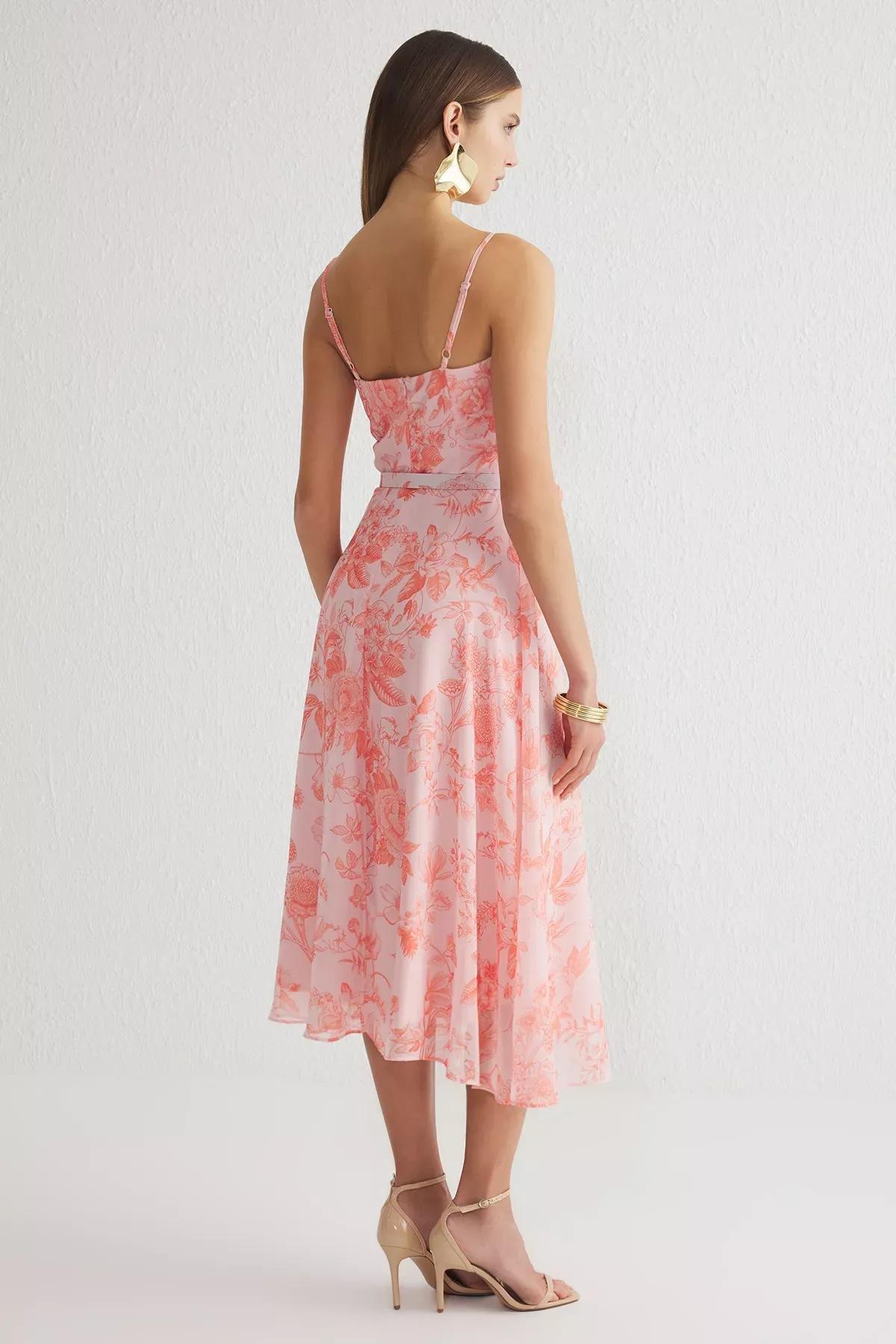 Multicolour A-Line Floral Chiffon Dress, C101_7382, large image number 4