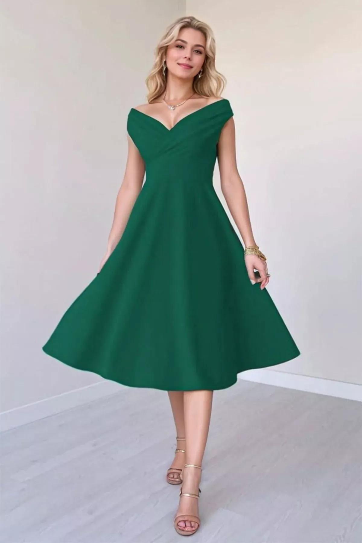 Green A-Line Dress, Emerald, large image number 1